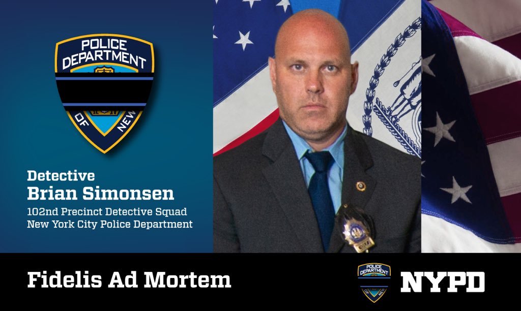 Detective Brian Simonsen died after being shot in a “friendly fire” incident in Richmond Hill on Tuesday. Photo via the NYPD.