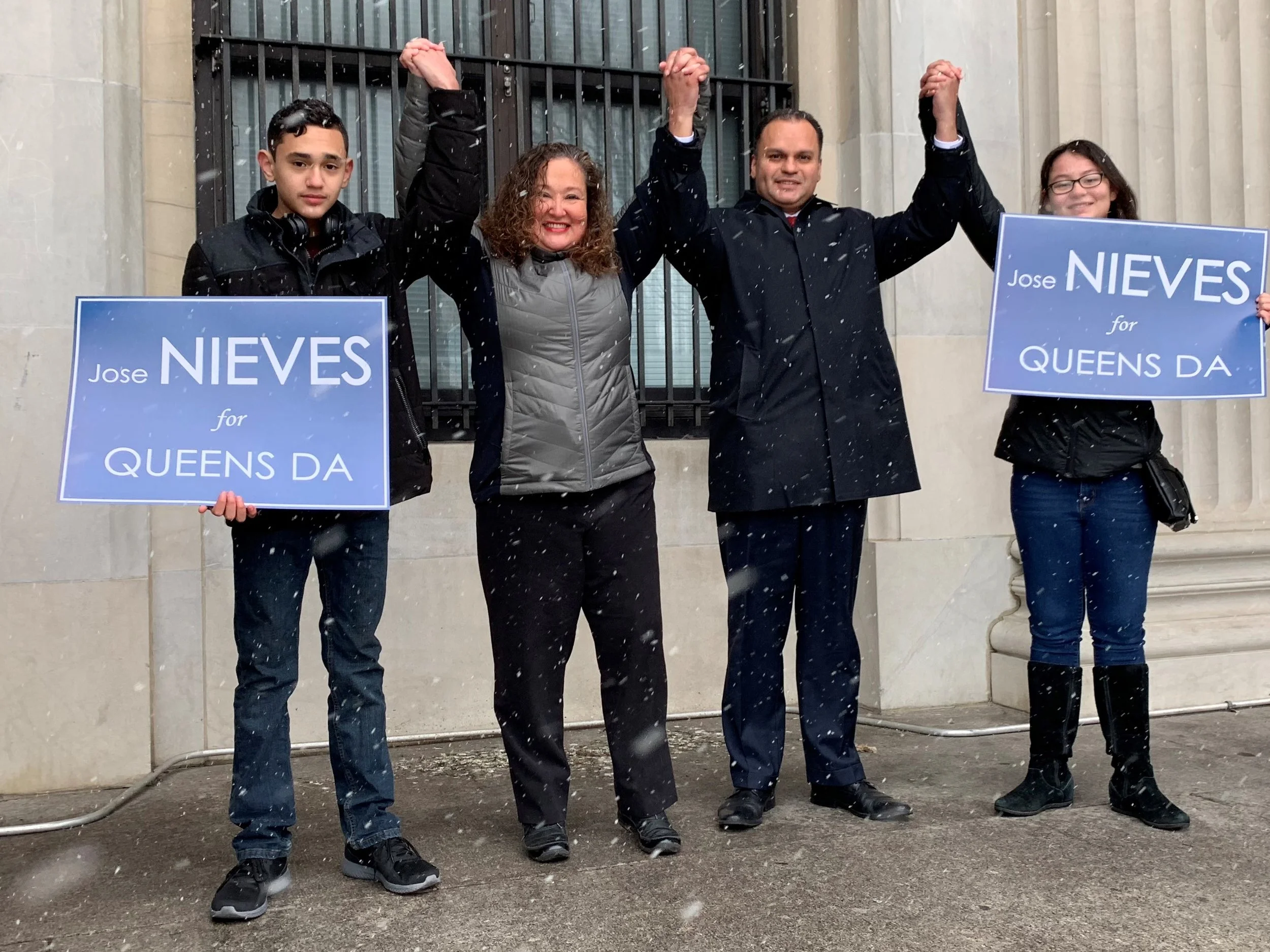 Nieves Announces DA Candidacy At Courthouse Rally