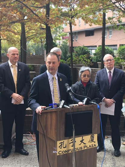 Attorney Michael Barasch has represented over 10,000 first responders and survivors sickened after the Sept. 11 terror attack and its aftermath. He speaks at a press conference to raise awareness of the Zadroga Act and its benefits. File photo courtesy of Butler Associates.