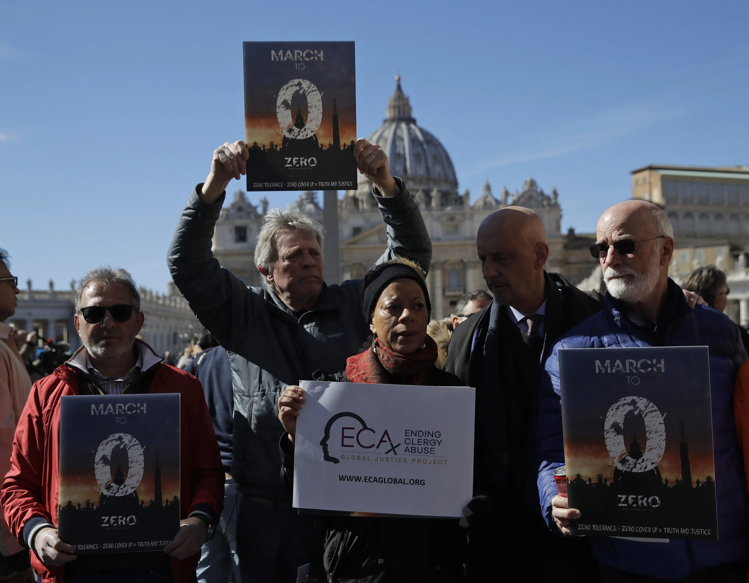Survivors of clergy sex abuse demonstrate at the Vatican. AP Photo/Alessandra Tarantino.