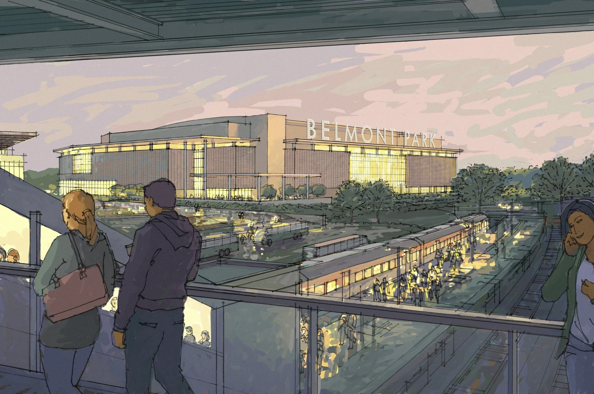 The Belmont Park Redevelopment Project will include a 19,000-seat arena for the New York Islanders and a 435,000 square foot mall. Rendering via Empire State Development
