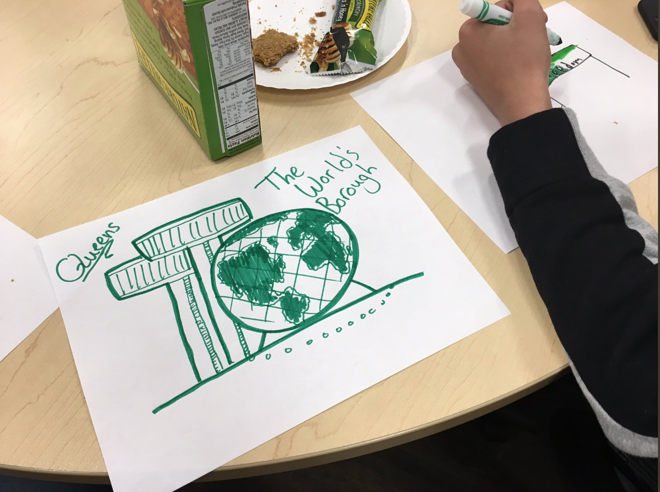 A child illustrates what safety means at a workshop organized by Jews for Racial and Economic Justice on Thursday in Rego Park. Photo courtesy of JFREJ.