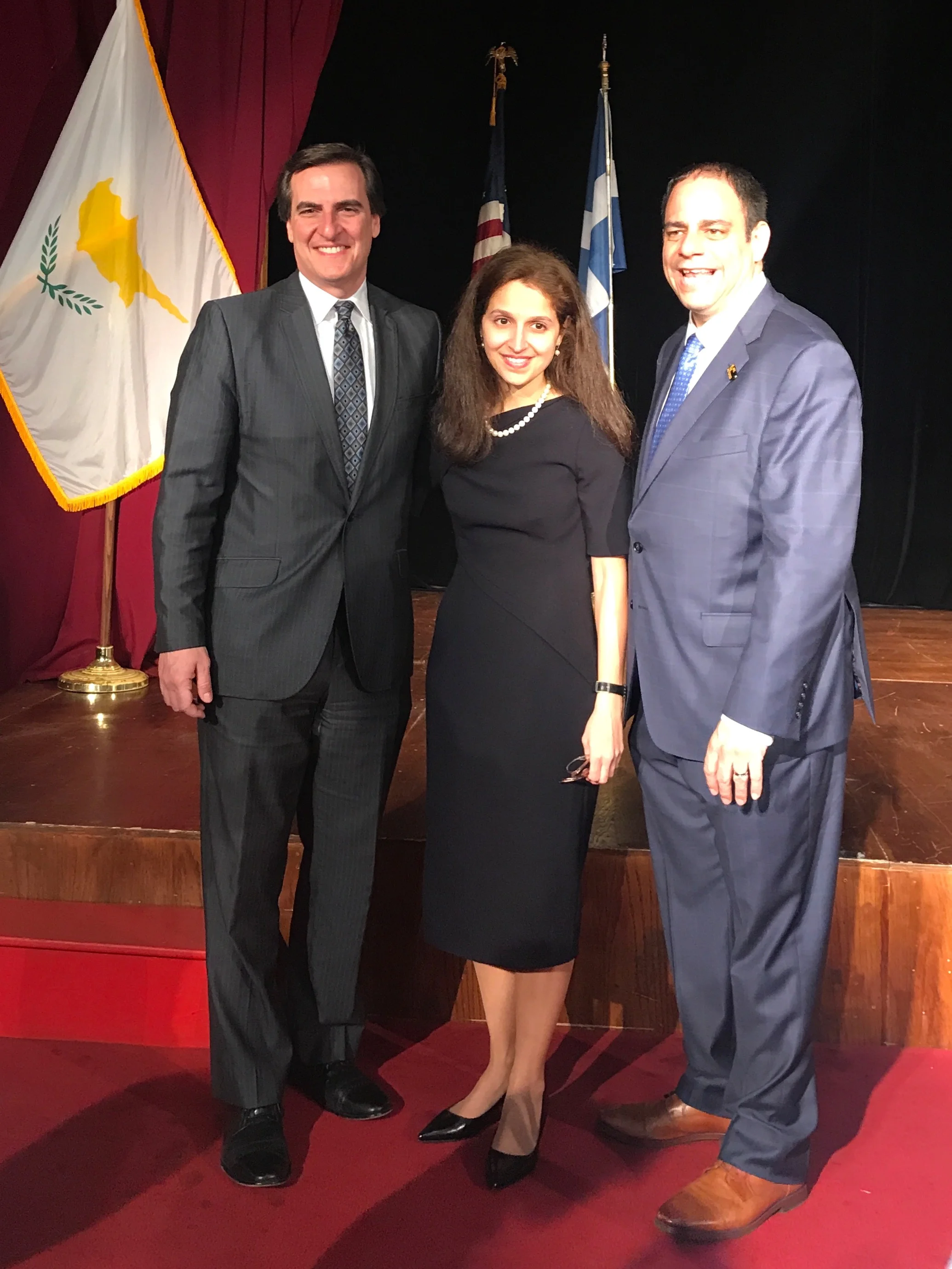 State Sen. Michael Gianaris (left), Assemblymember Aravella Simotas (center) and Councilmember Costa Constantinides are each of Greek descent.