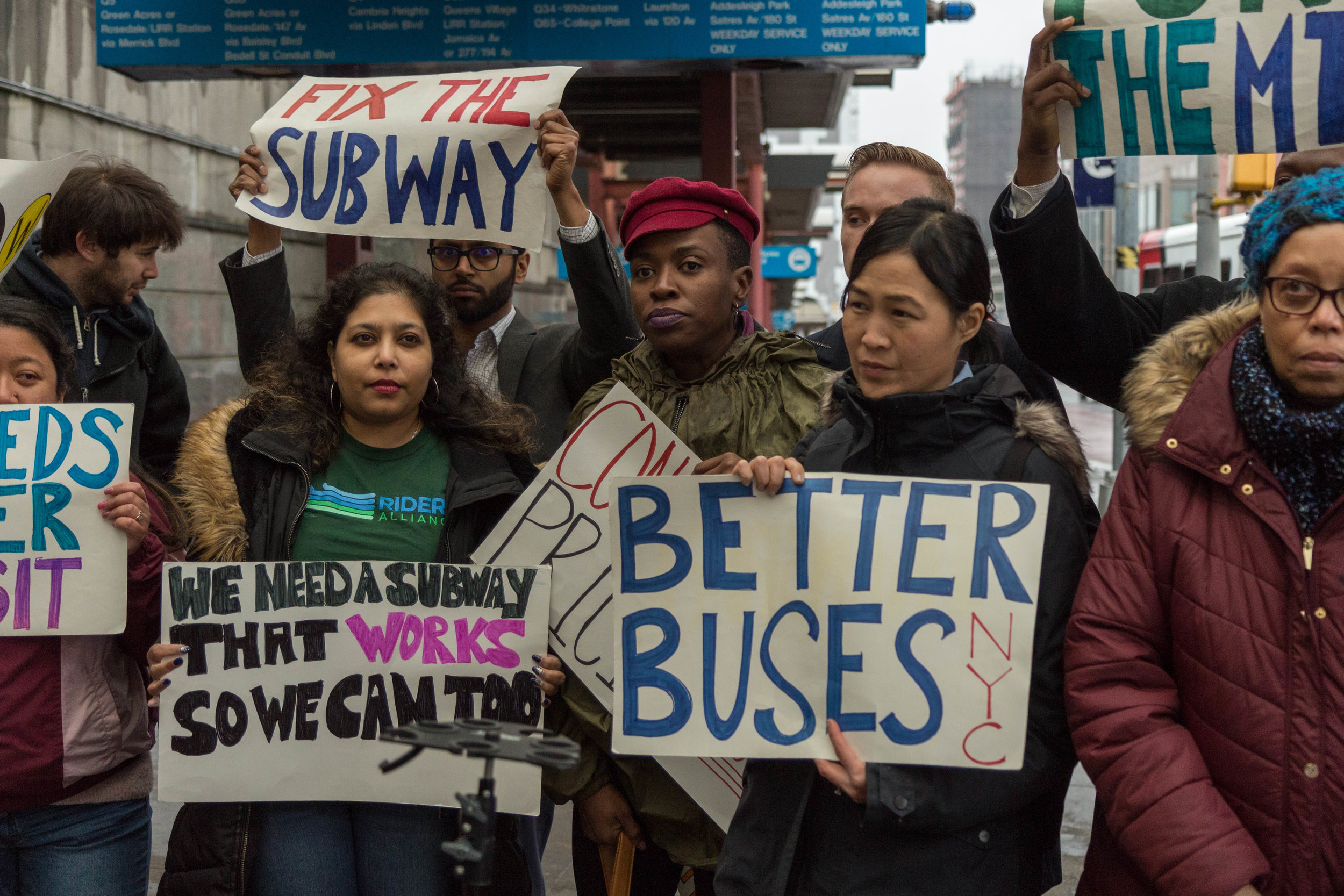 Southeast Queens Straphangers Demand Congestion Pricing At Jamaica Rally