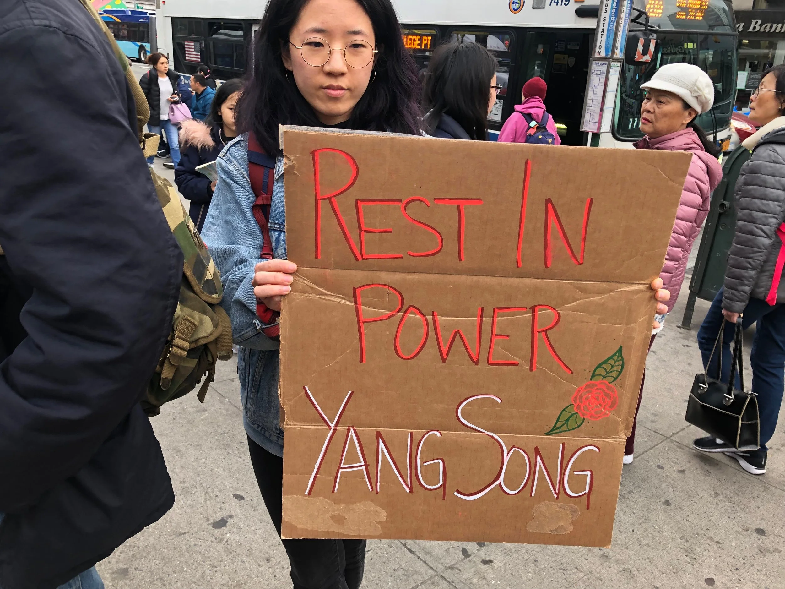 Protesters said they hoped to dispel misinformation about the prevalence of human trafficking in local massage establishments, and honor the life of 36-year-old Yang Song, an immigrant massage worker who fell to her death during an NYPD Vice Unit raid.