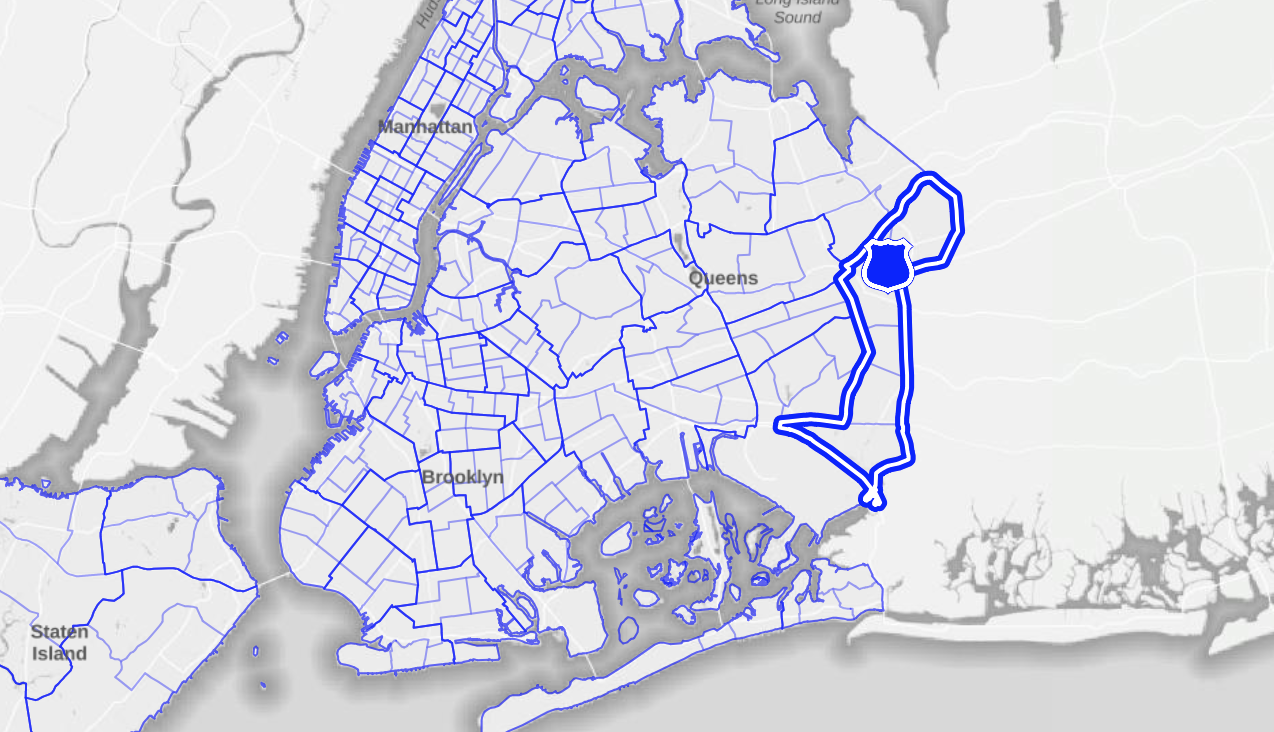 The 105th Precinct in Eastern Queens accounted for 3,658 EDP calls last year. Image via NYPD.