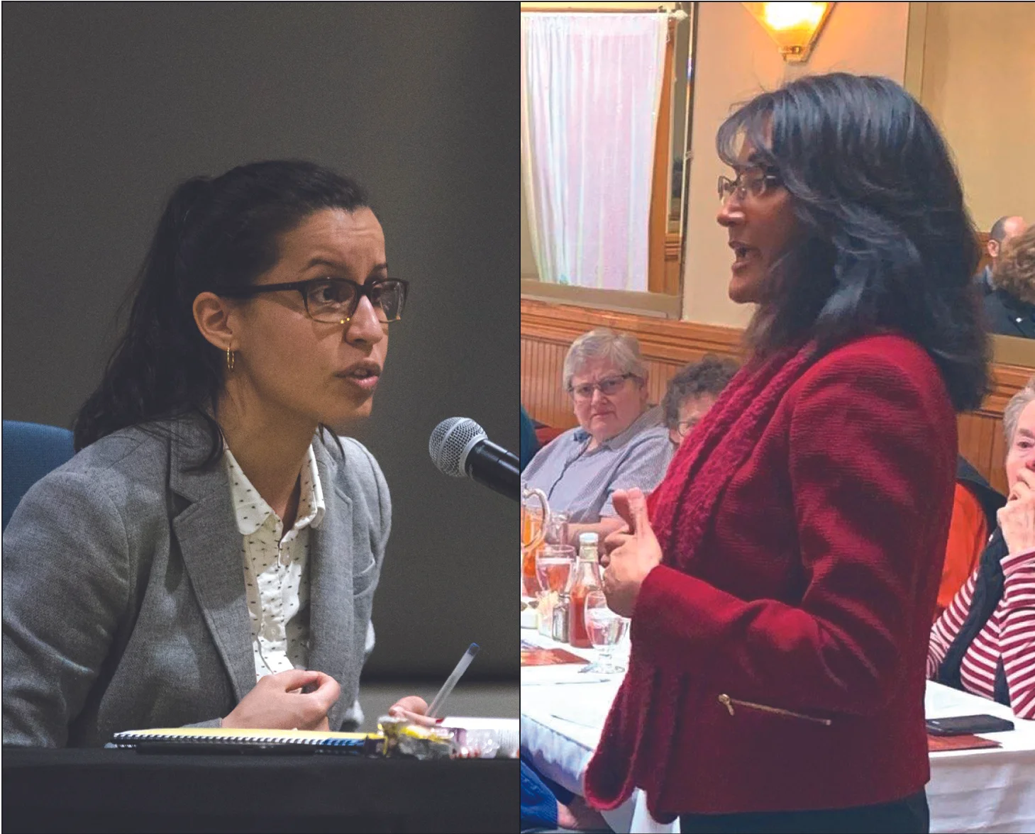 A political operative working for district attorney candidate Mina Malik filed an objection to the ballot petition submitted by fellow candidate Tiffany Cabán last week. Eagle file photo of Caban by Paul Frangipane; Photo of Malik courtesy of Malik’s campaign