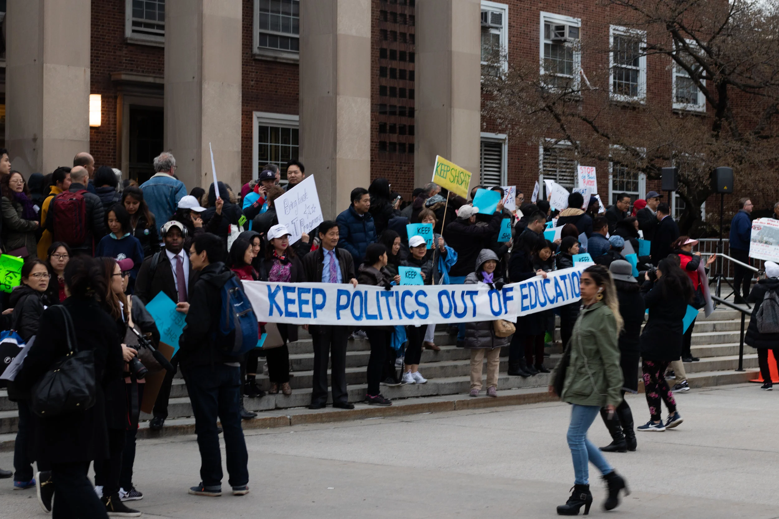 SHSAT backers protest mayor’s test plan at Borough Hall