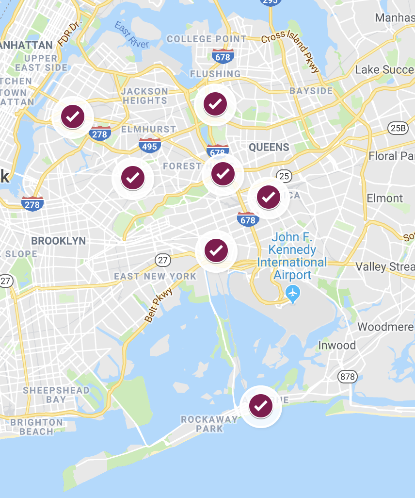 A map of the early voting sites in Queens. Eagle map by David Brand.
