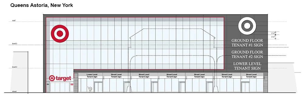 A rendering of the outer facade of the planned Astoria Target. Image via Target.
