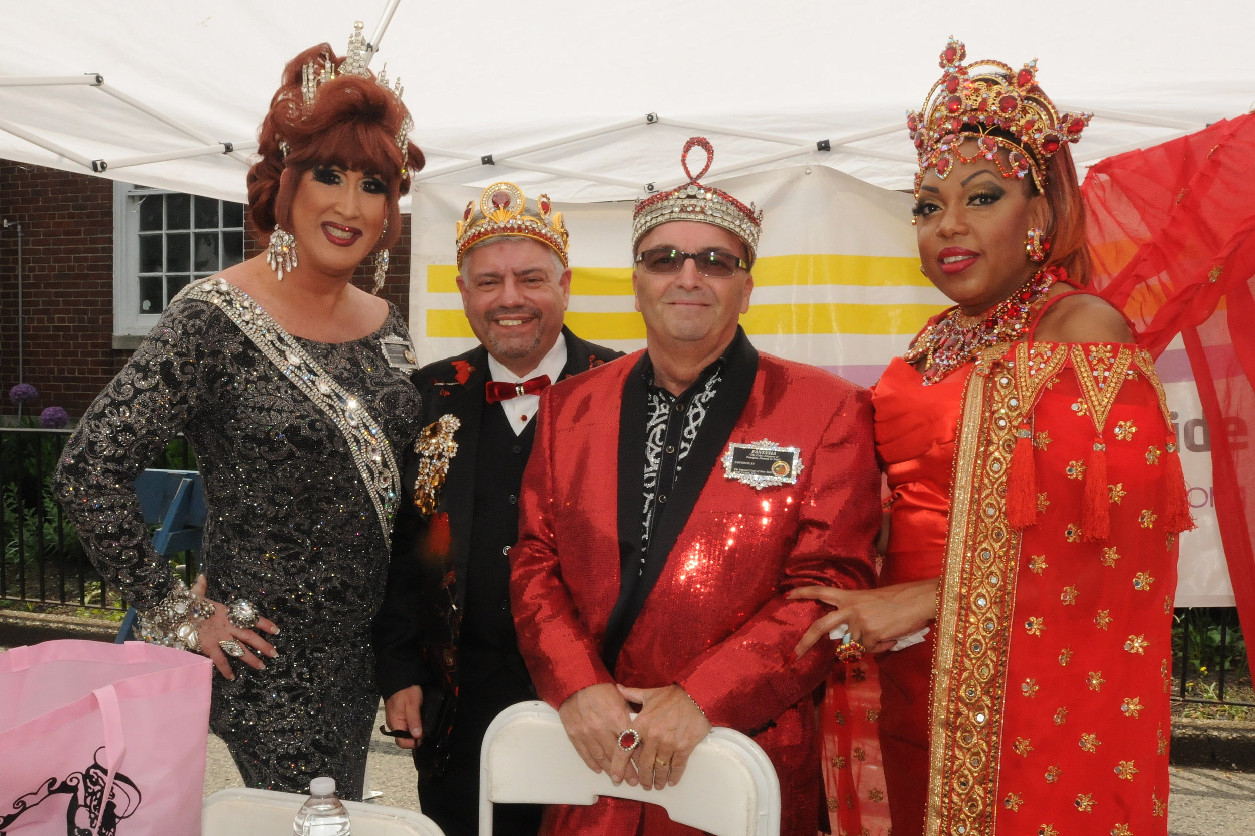  Pride "Royalty" observe the parade from the reviewing stand. From left to right, Empress Annetique &nbsp;Emperor Tony Monteleone, Emperor Fantasia and Empress Sugar B. Real.    