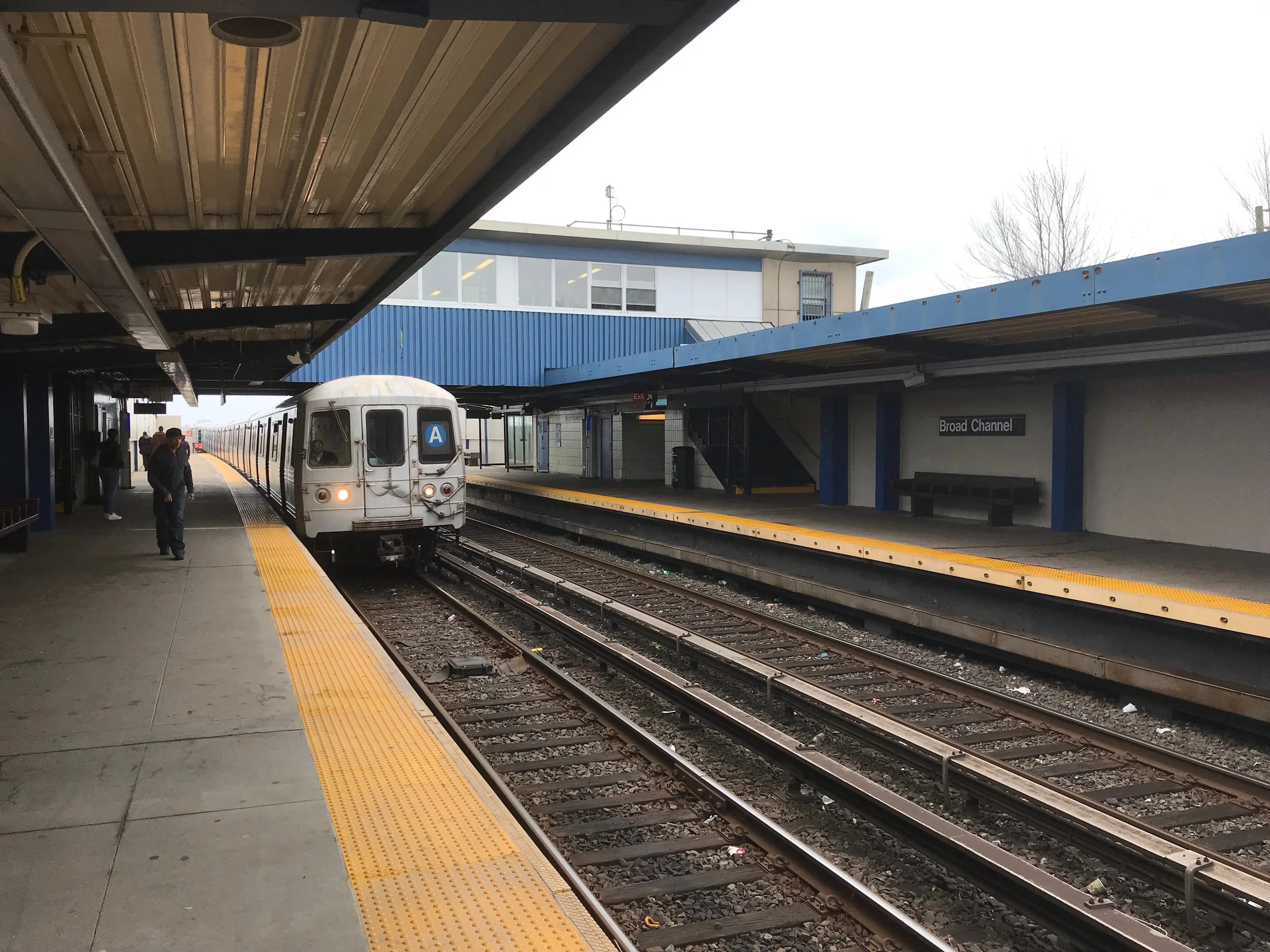 The A train arrives at Broad Channel, one of the least-used stations in the city. Eagle file photo by Jonathan Sperling.