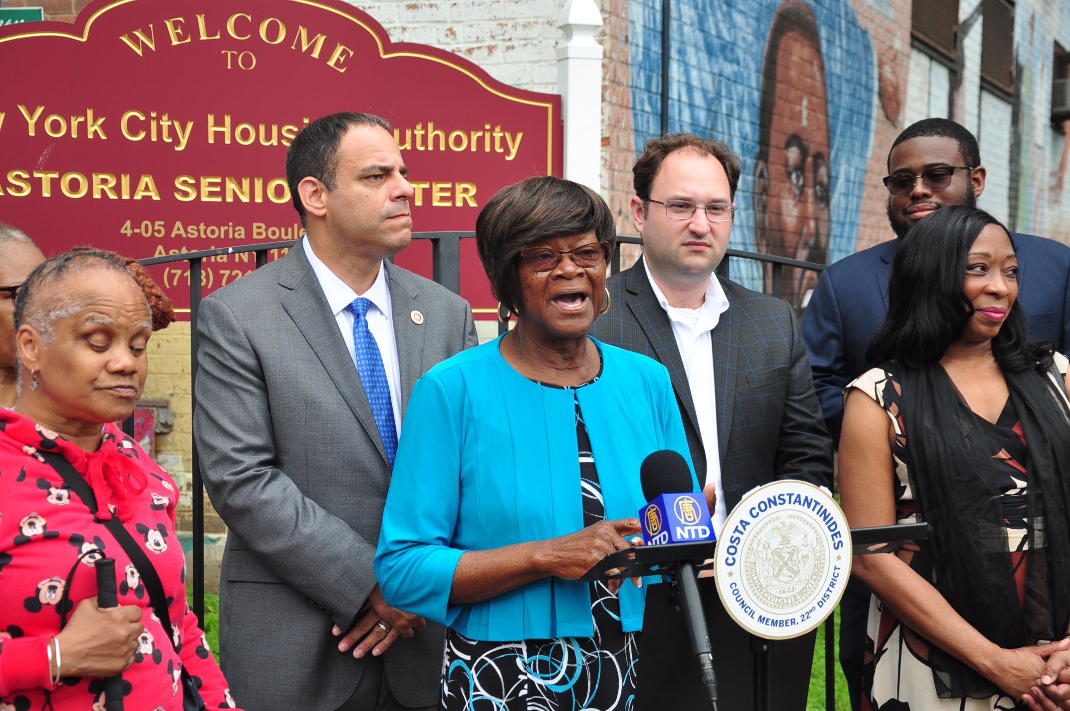 Astoria Houses Tenants Association President Claudia Coger was grateful that the senior center was saved from closure. Photos courtesy of Constantinides’ office.