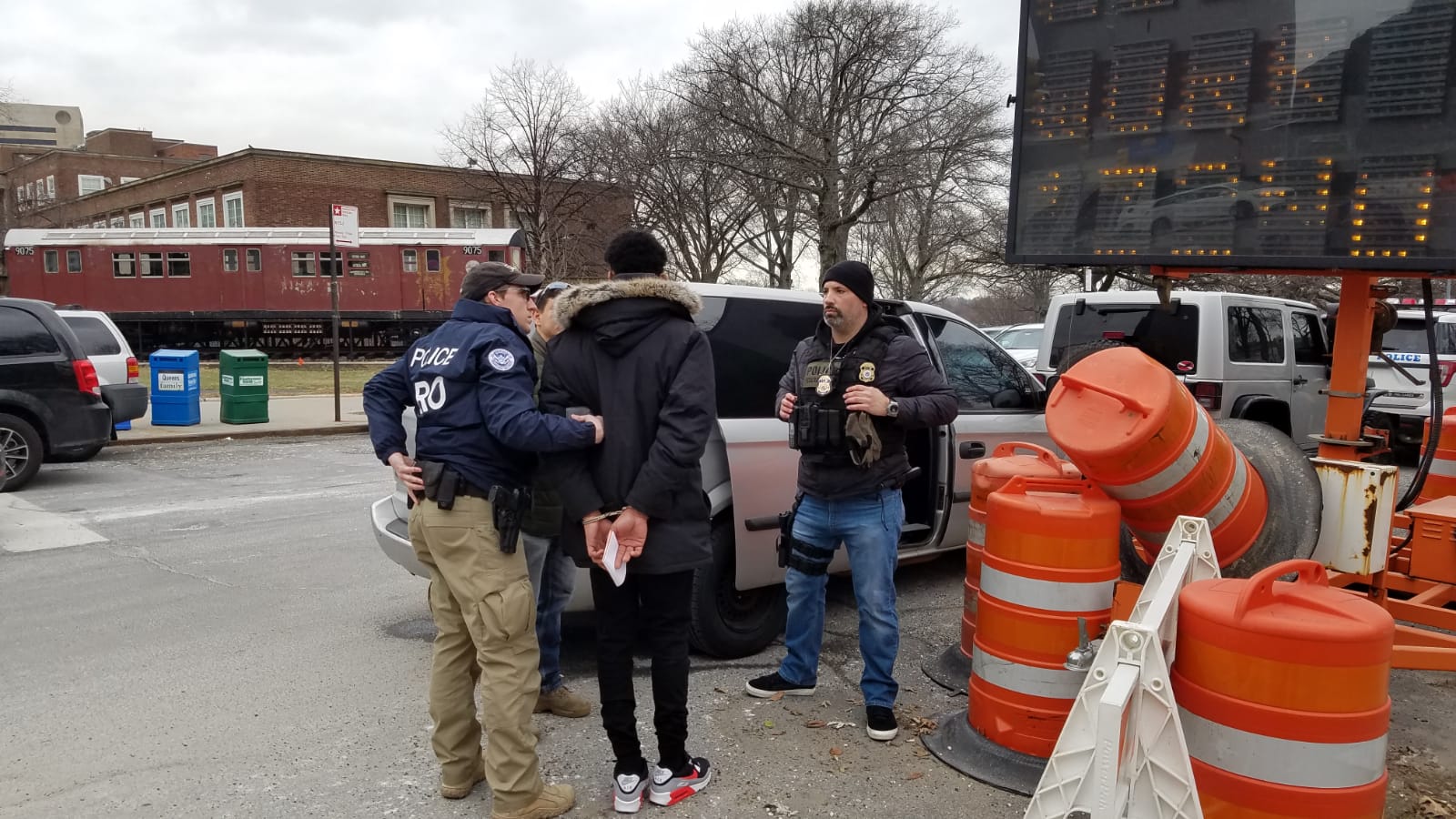 A man was arrested outside Queens Criminal Courthouse on Jan. 16. Photo obtained by the Eagle.