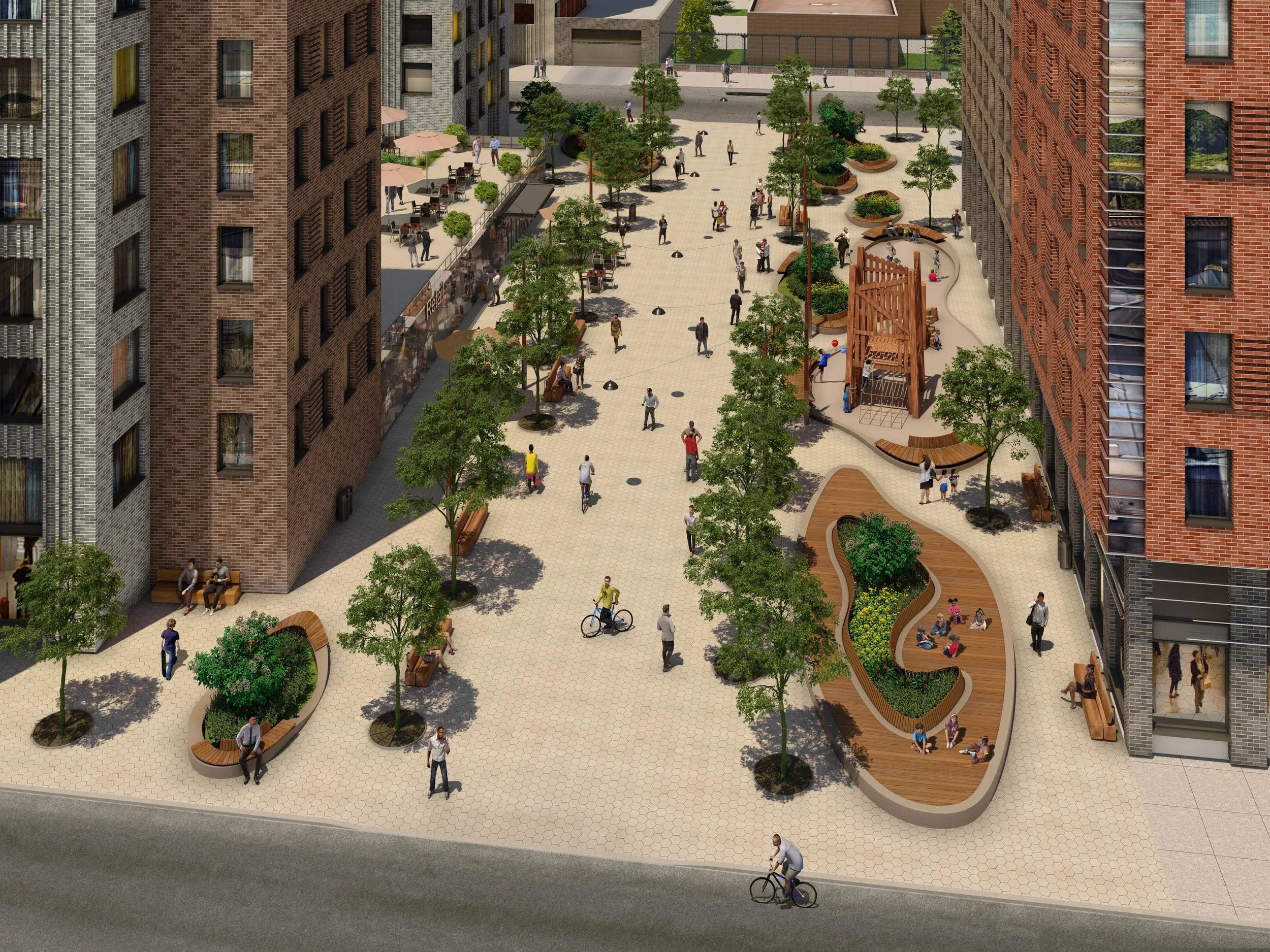The proposed development in Edgemere would feature open space and 2,200 units of affordable housing. Photos courtesy of Aufgang Architects.