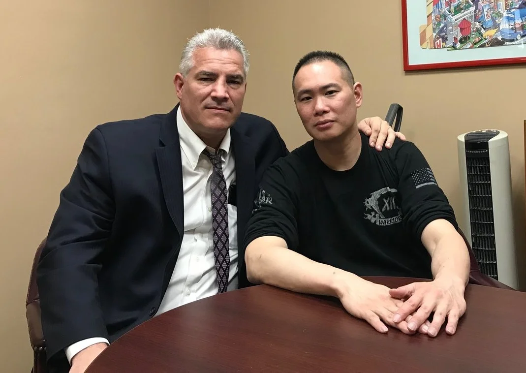 Attorney Joe Murray (left) is the Queens GOP’s likely candidate for Queens District Attorney. He spoke with the Eagle about his client, NYPD Sergeant’s Steven Lee’s lawsuit against the NYPD. Eagle file photo by David Brand