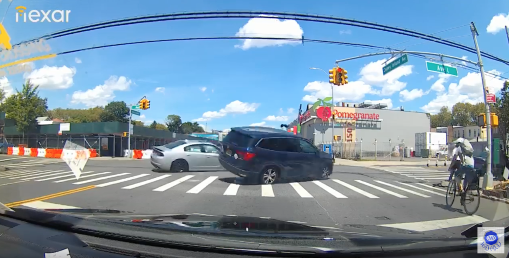 Graphic video shows the final moments before a cyclist was killed after a Rego Park driver ran a redlight in Brooklyn. Image courtesy of Umar Altaf, Wahand.
