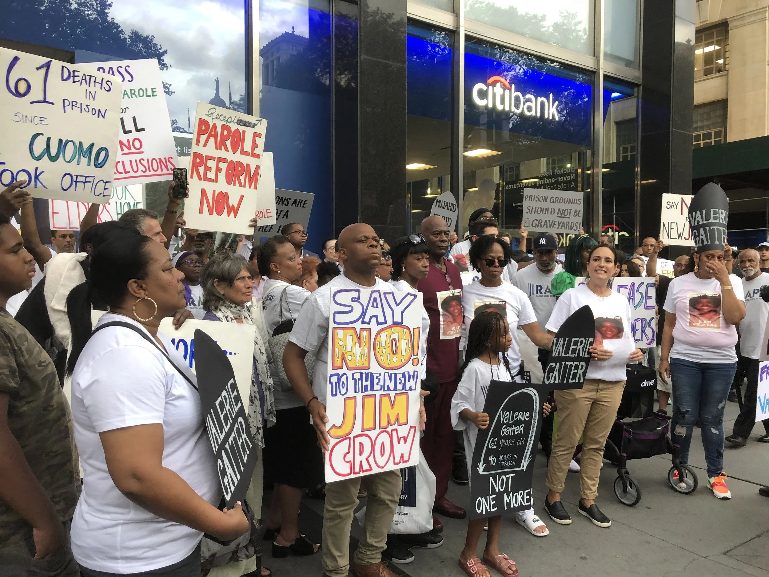 Advocates rallied in support of a bill to provide opportunities for parole to older inmates serving virtual life sentences. Photo courtesy of the RAPP Campaign.