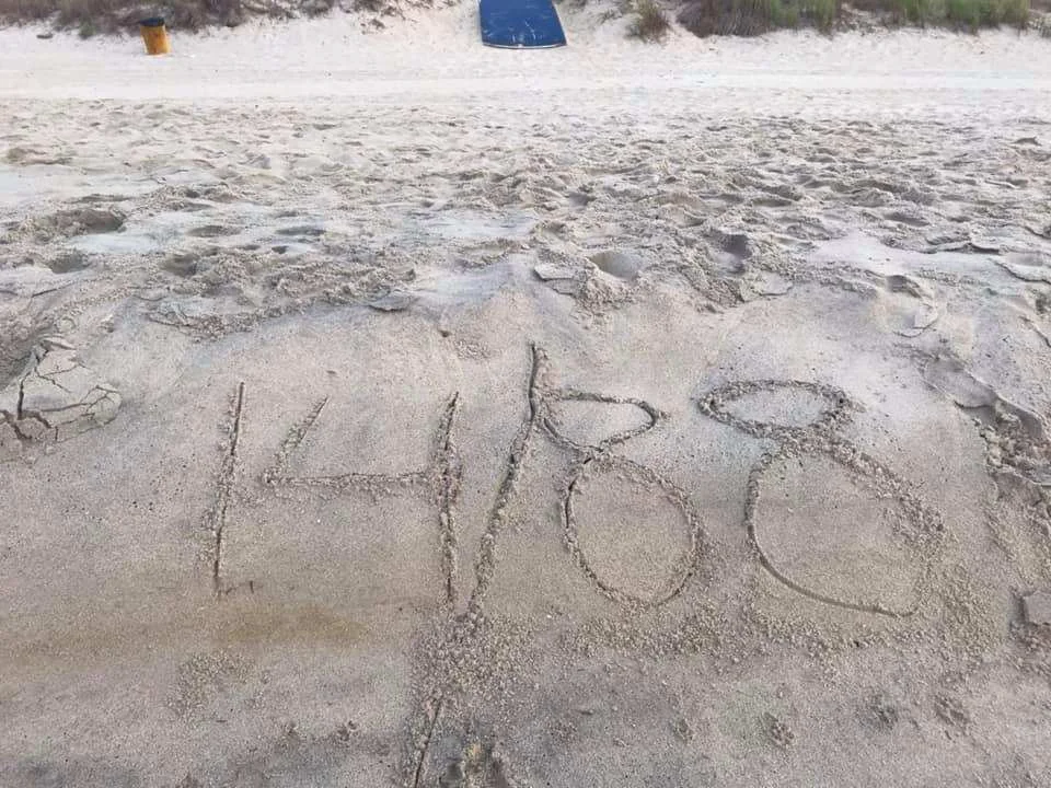 The anti-Semitic vandal at Belle Harbor wrote “14/88” in the sand. The number is popular shorthand for White Nationalists honoring Hitler and the 14-word statement of white power ideology. Photo obtained from a source.