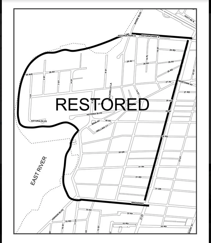 Street cleaning will be restored in Old Astoria, much to the delight of residents. Photo via the DSNY.