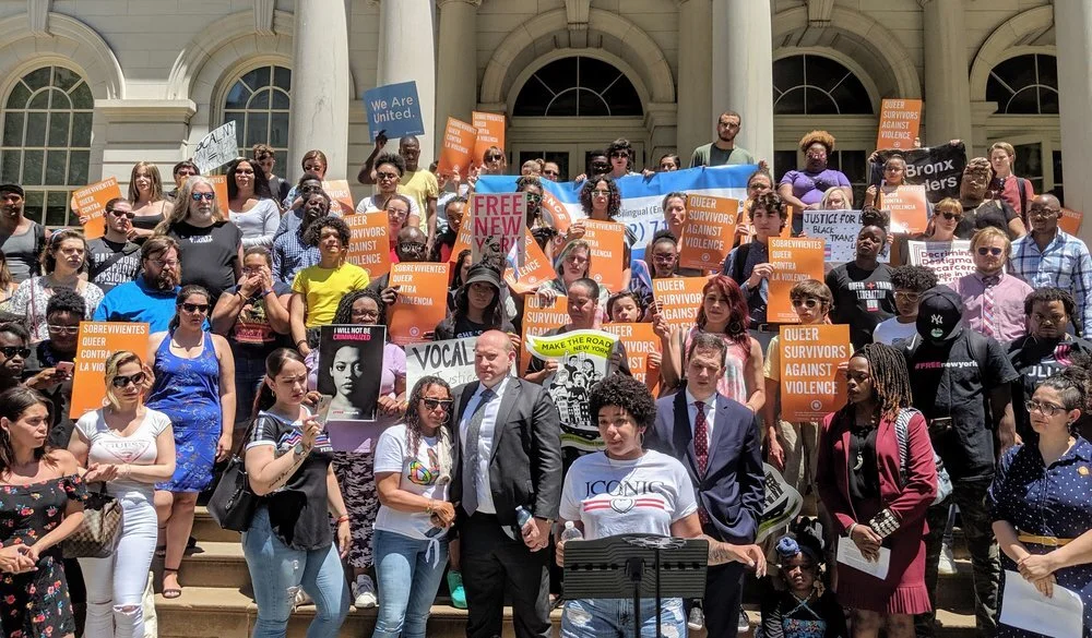 Family, friends and actvists rallying for Layleen Polanco, a transgender woman who died in solitary confinement on Rikers Island, in June. Eagle photo by Phineas Rueckert
