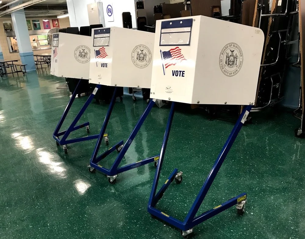 Empty voting booths at a Ridgewood polling place. Eagle file photo by David Brand