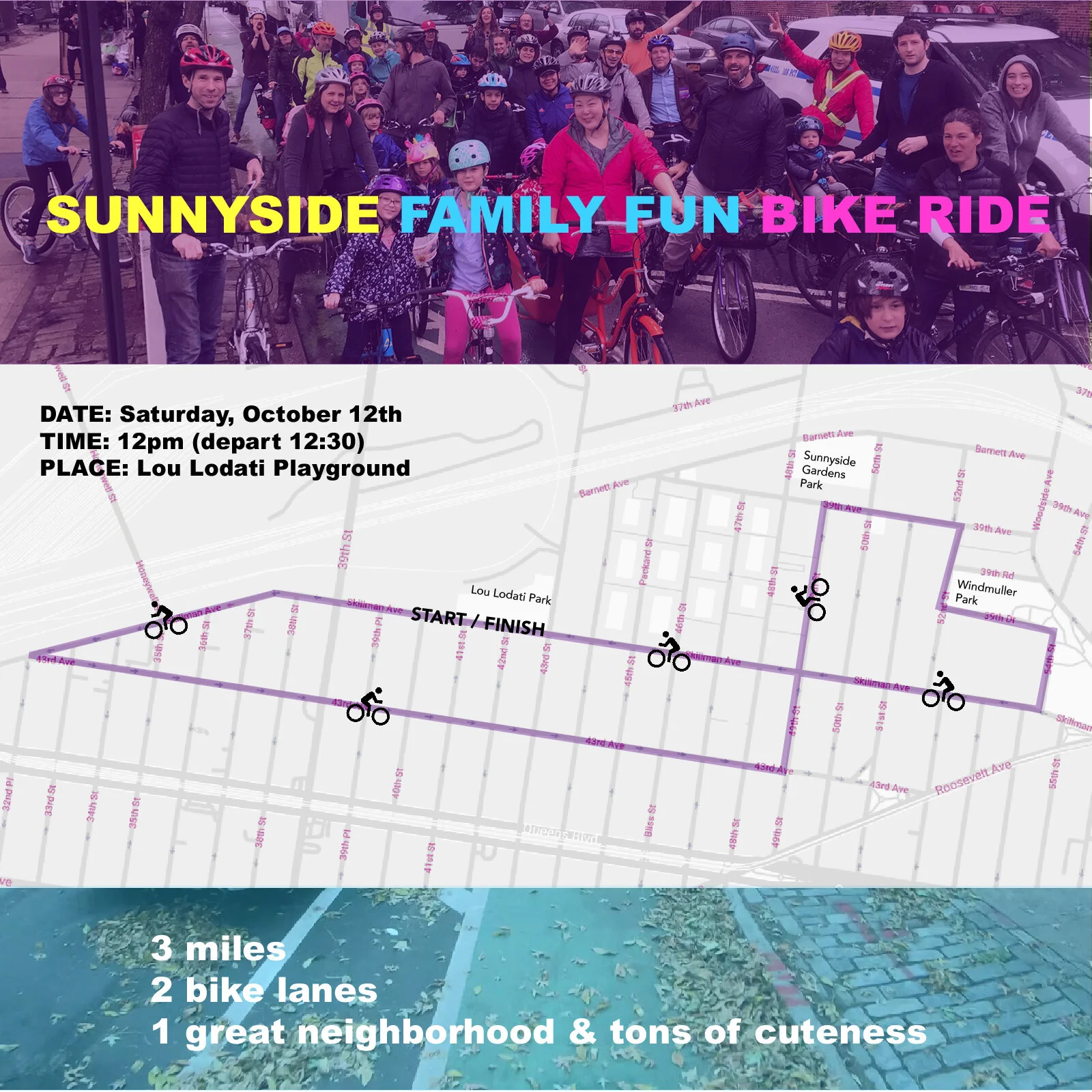 The Sunnyside Family Fun Bike Ride returns to the neighborhood this Saturday. Image courtesy of Sunnyside Family Fun Bike Ride.