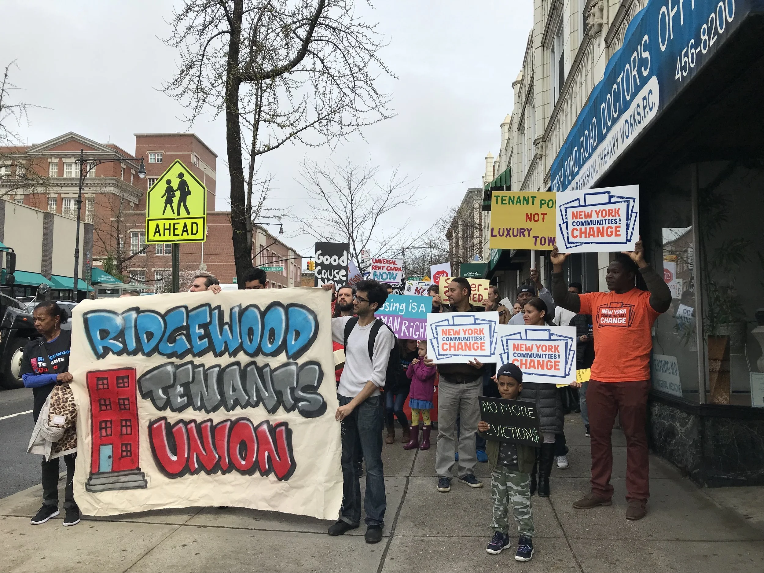 Members of the Ridgewood Tenants Union marched to demand protections for renters last year. A coalition of more than 70 tenants’ rights groups have unveiled their priorities for the next legislative session. Eagle photo by David Brand.