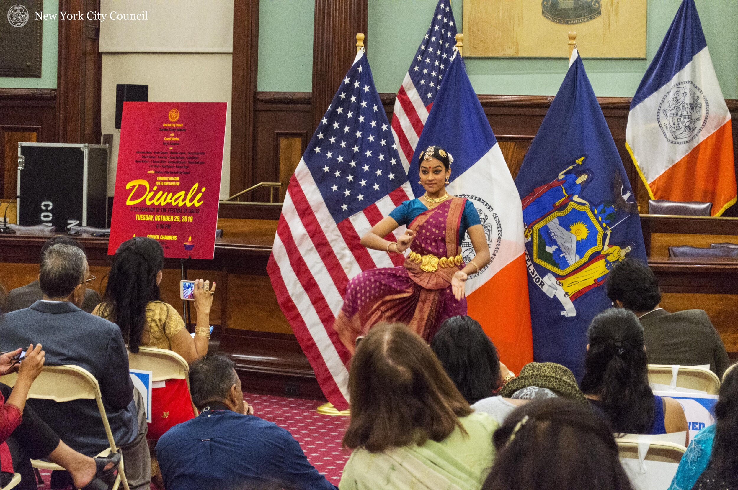 A performer dances during a Diwali celebration at City Hall last week. Photo courtesy of the New York City Council.