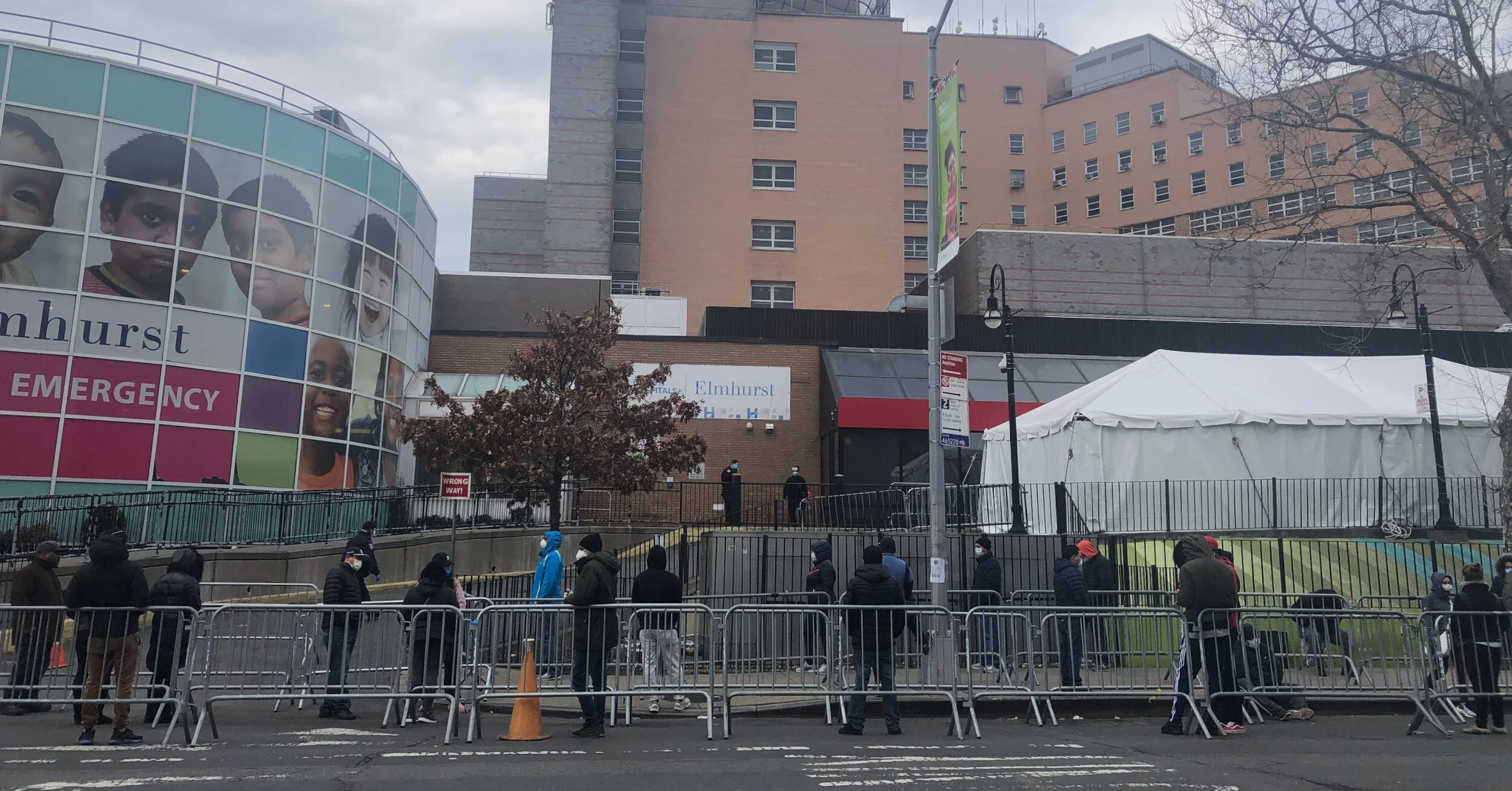The scene outside Elmhurst Hospital, epicenter of the COVID-19 crisis