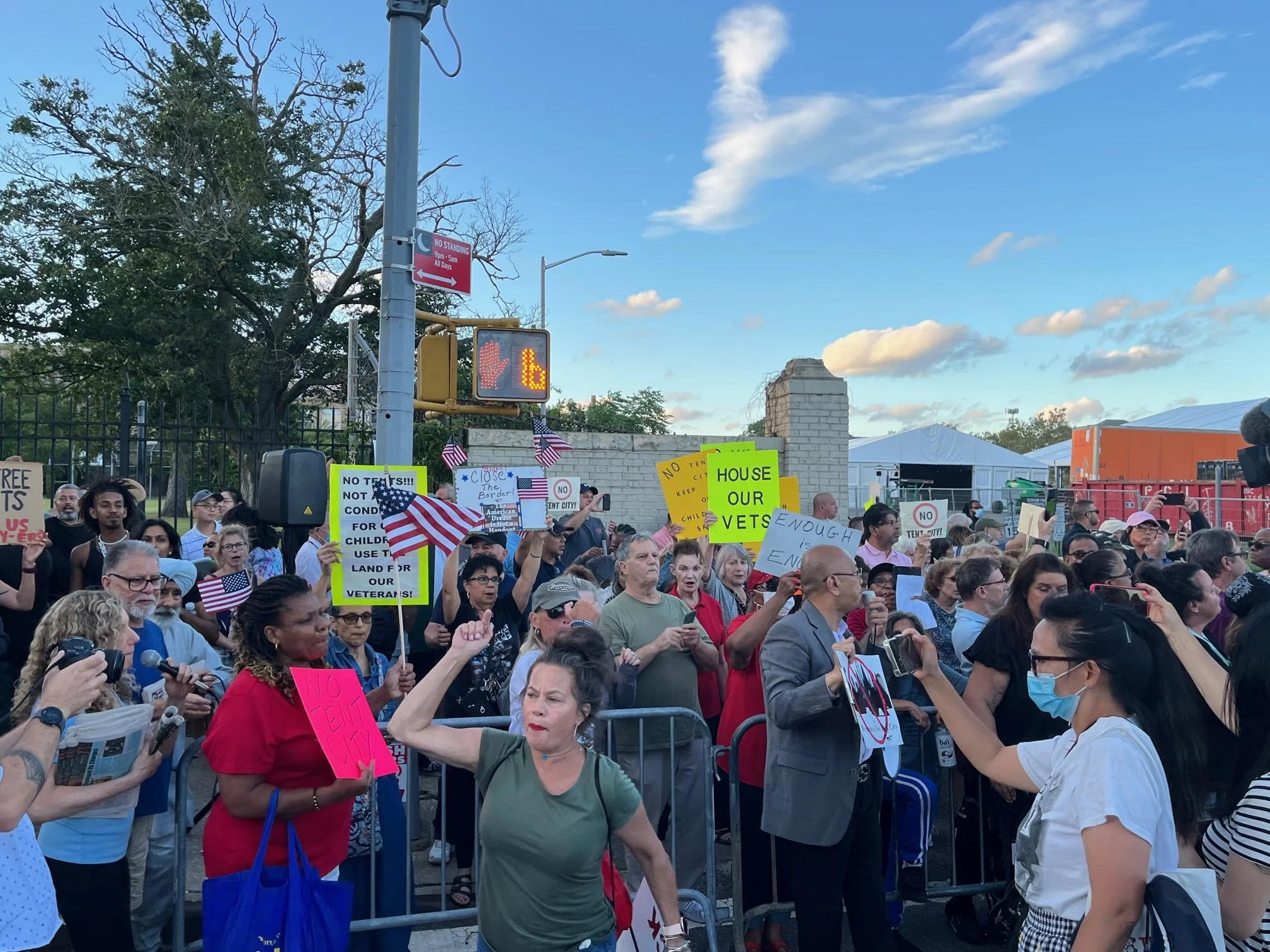 Protestors clash over upcoming Creedmoor migrant shelter