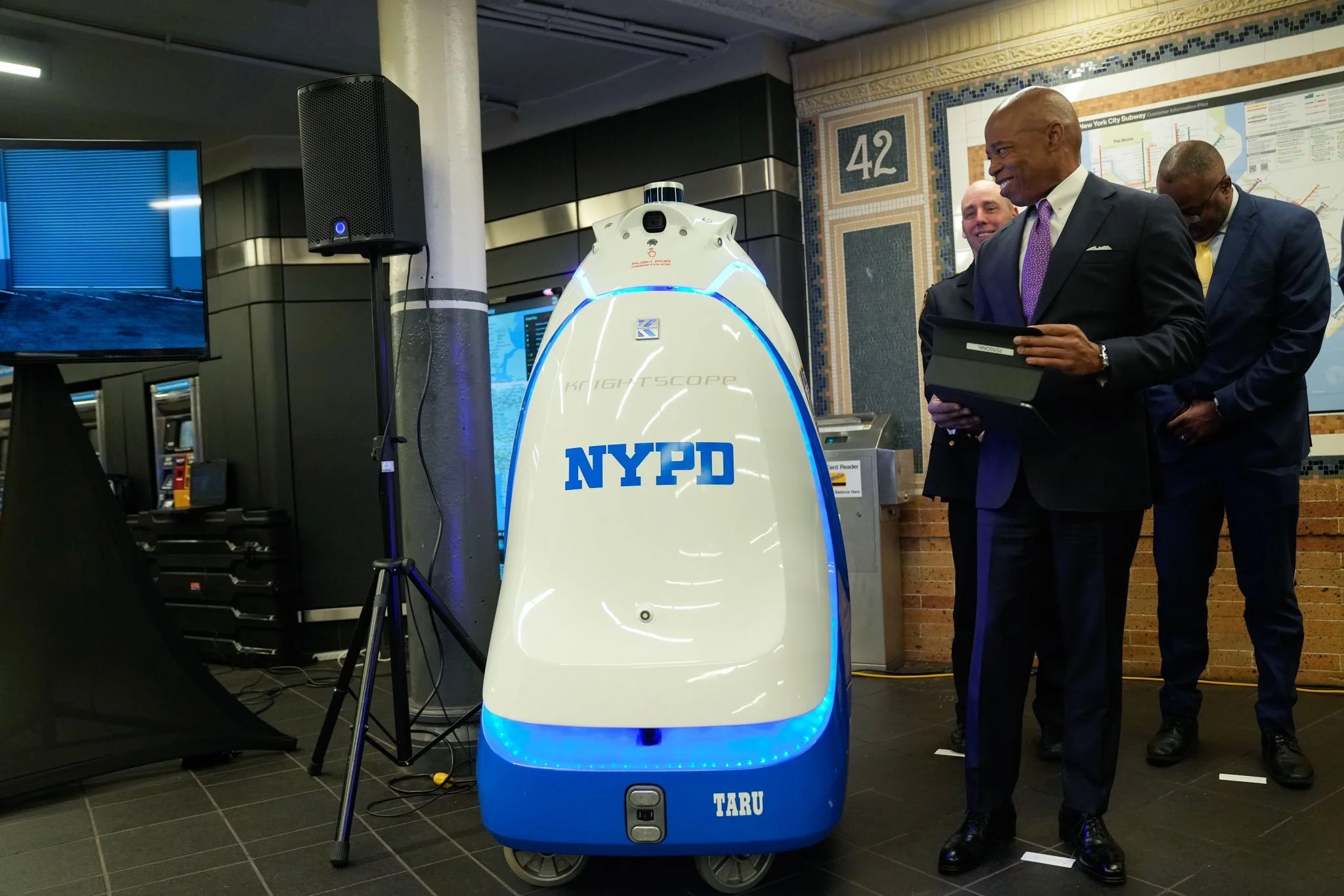 Bots and robbers: Mayor unveils new subway-patrolling NYPD robot 