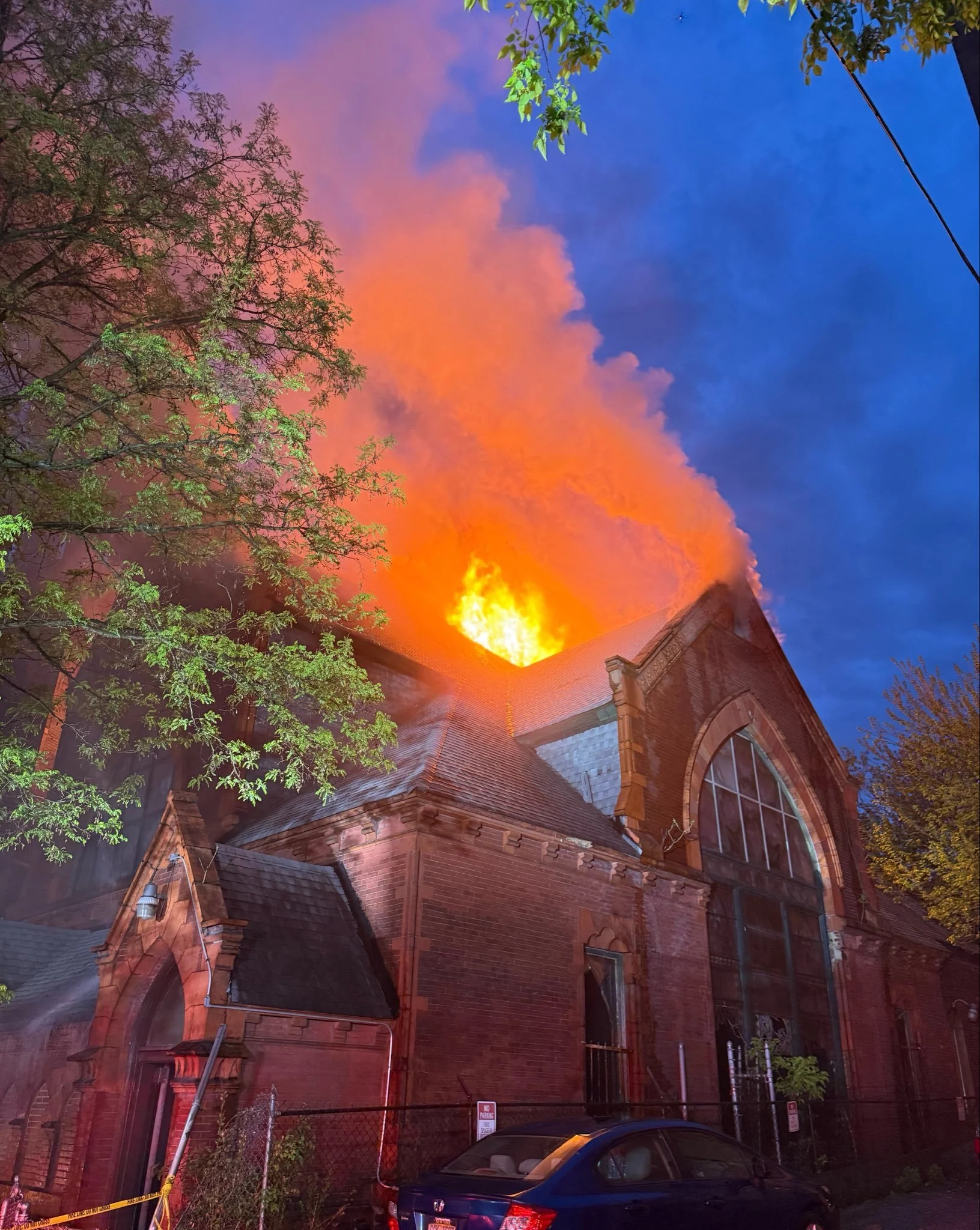 Fire tears through historic Astoria church 