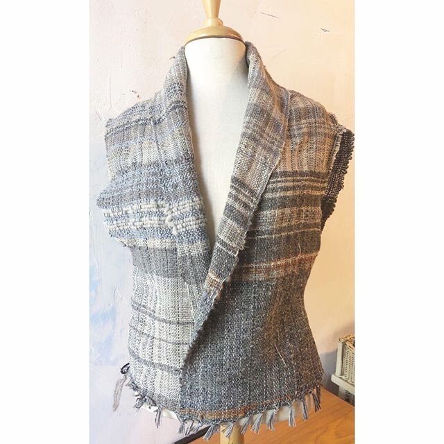 Wool and silk vest fresh off the loom. #weaversofinstagram #handmade #sewyourownclothes #makersofinstagram