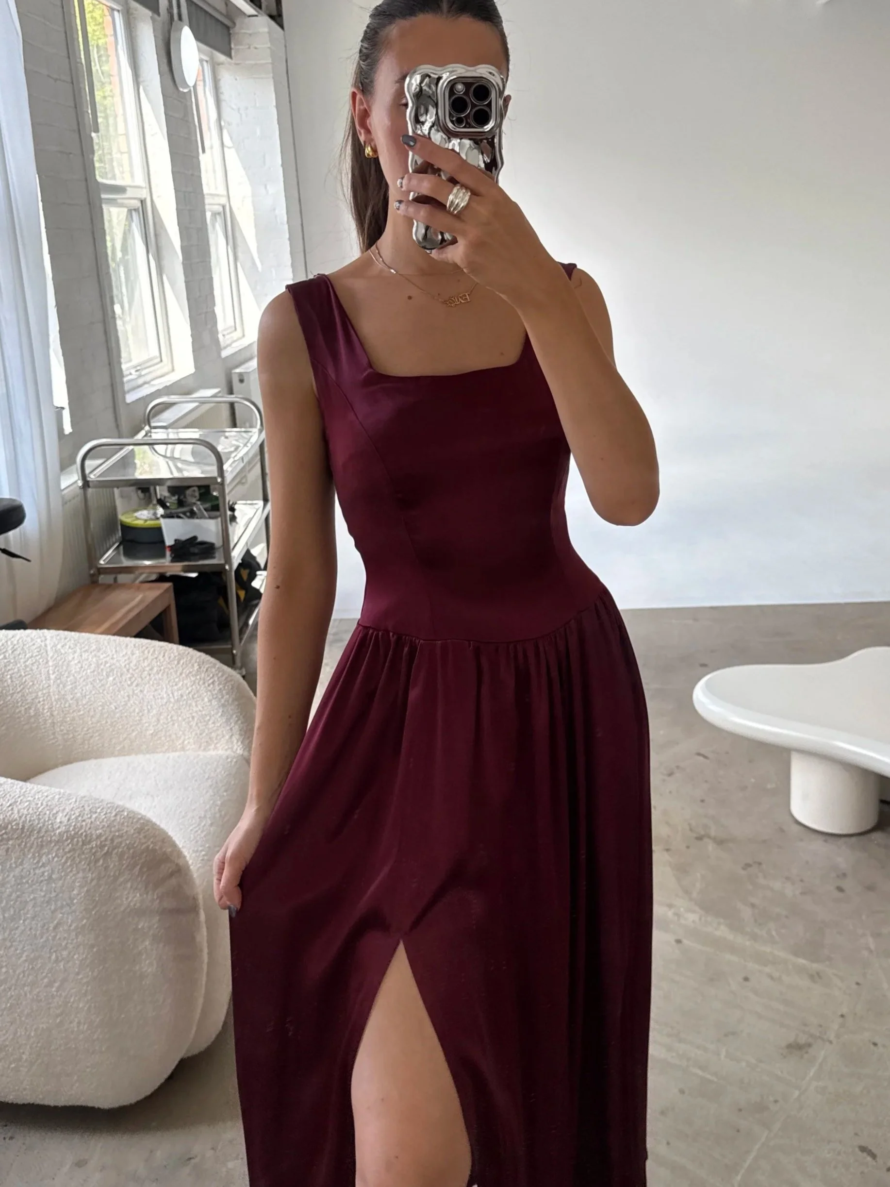 The Amélie Dress Satin Plain Colours