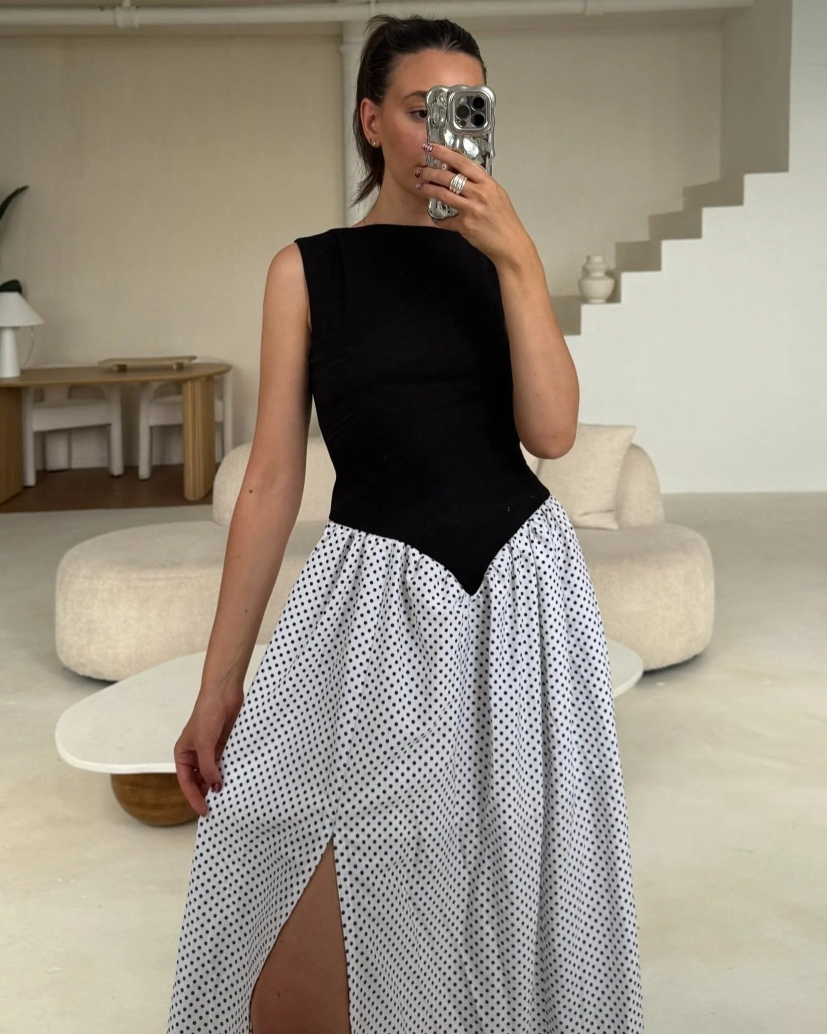 The Lucie Dress Polka Plain Mix