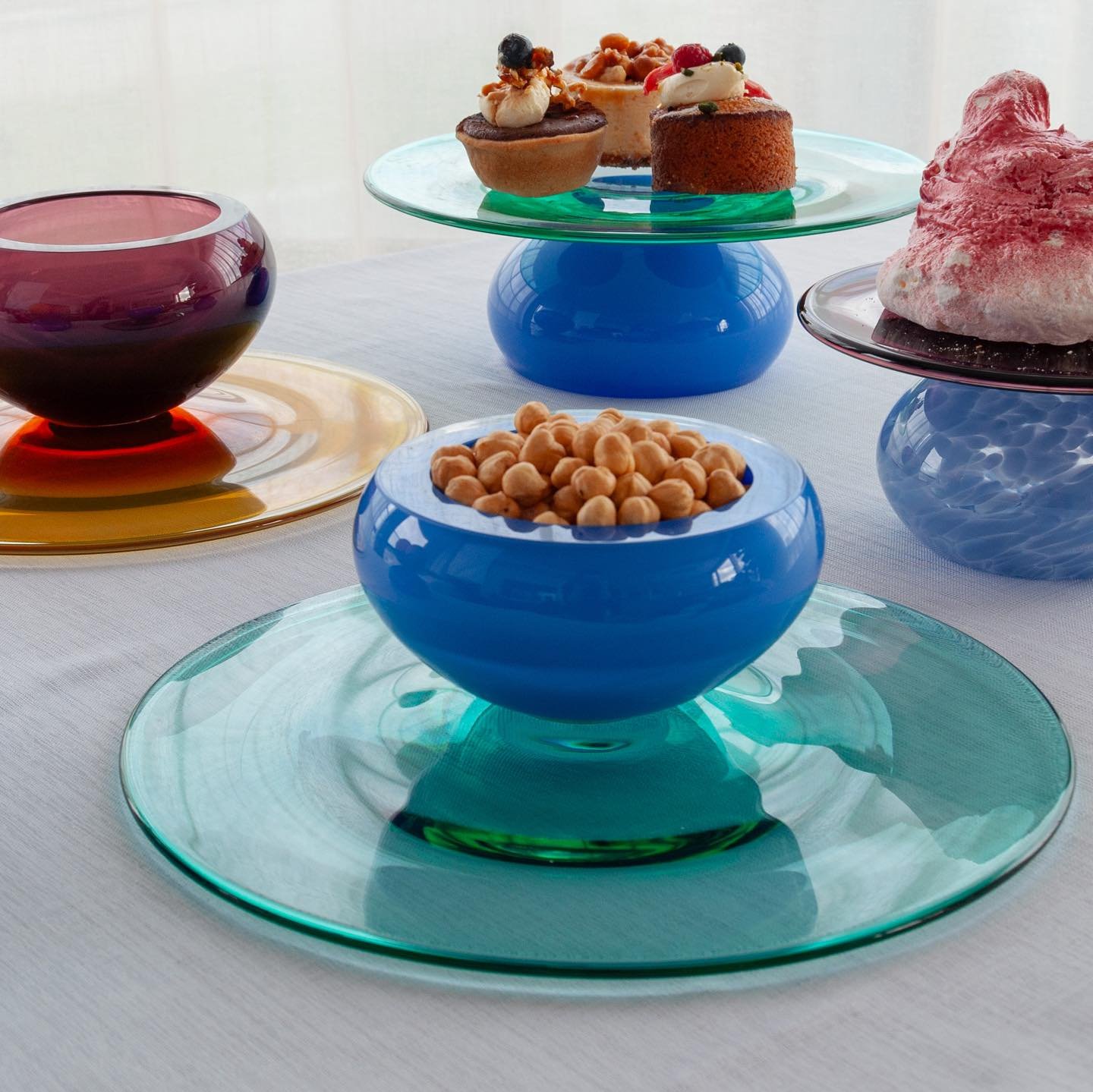 We are live! ✨
Our brand new, colorful and one of a kind cake stands by @studio_sahil are finally here! 
These sculptural glass pieces function as a cake-stand and a dip bowl+platter. 

Check out our website for more!