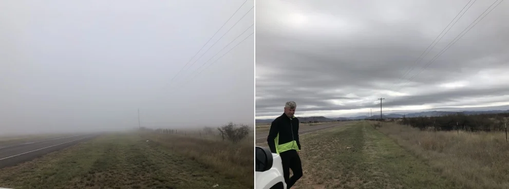 Before and after the fog.