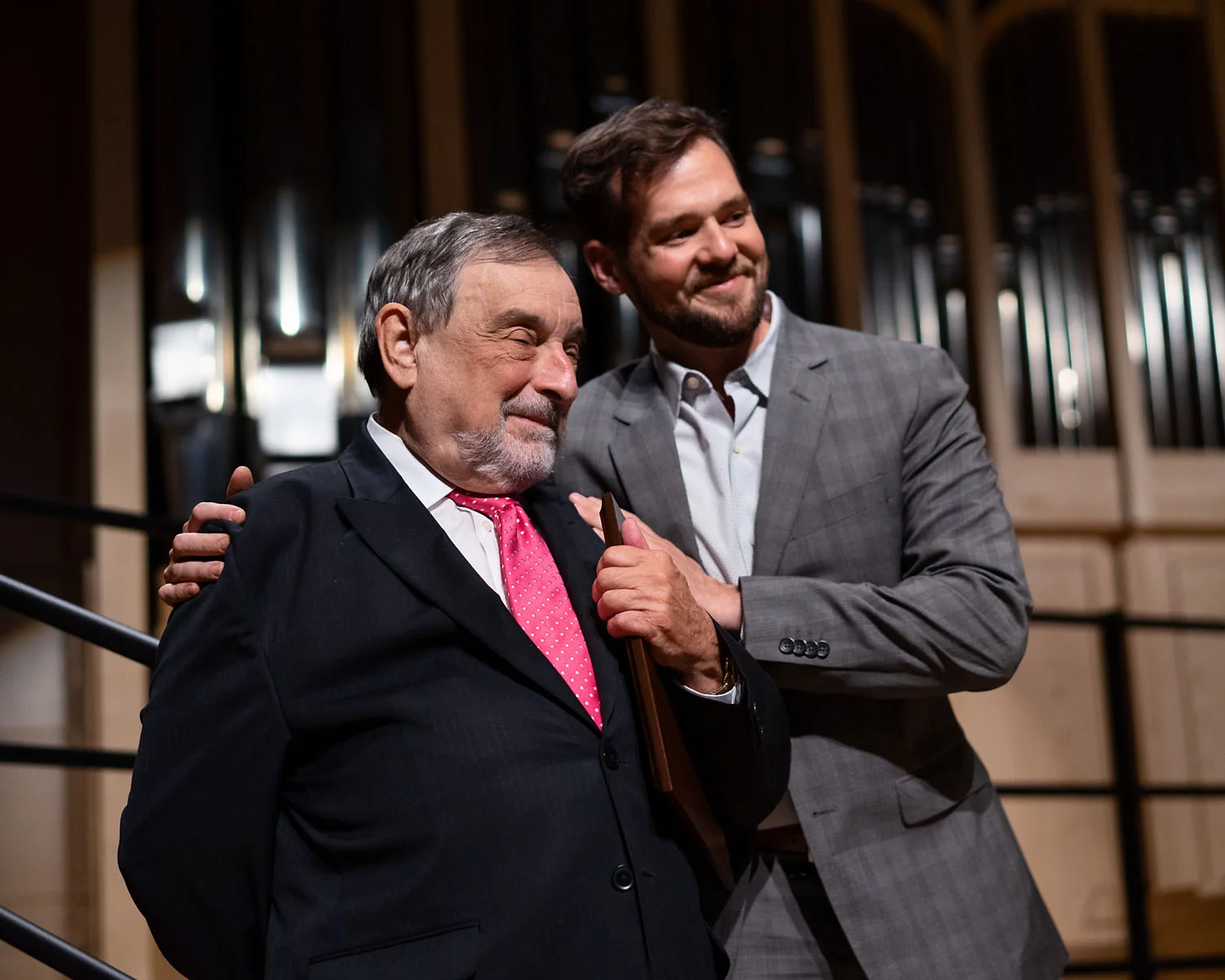 Hesselink and incoming programming co-chair and organ technician, Christian Lentz. Christian and co-chair Kevin Coney presented Paul with a Mayoral Proclamation declaring June 7, 2019, as Paul S. Hesselink day in the city of Las Vegas. PHOTO CREDIT: Dorothy Riess