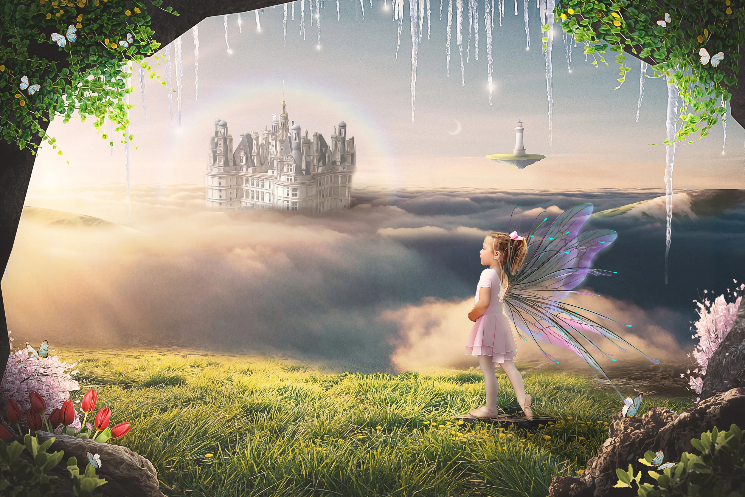 A fairy tending her garden.