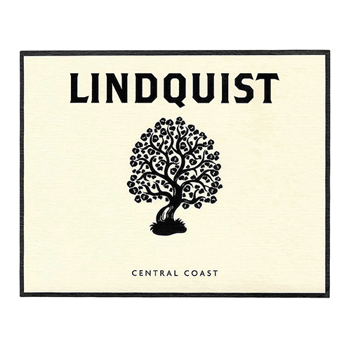 Lindquist Central Coast wine label with a black tree illustration.