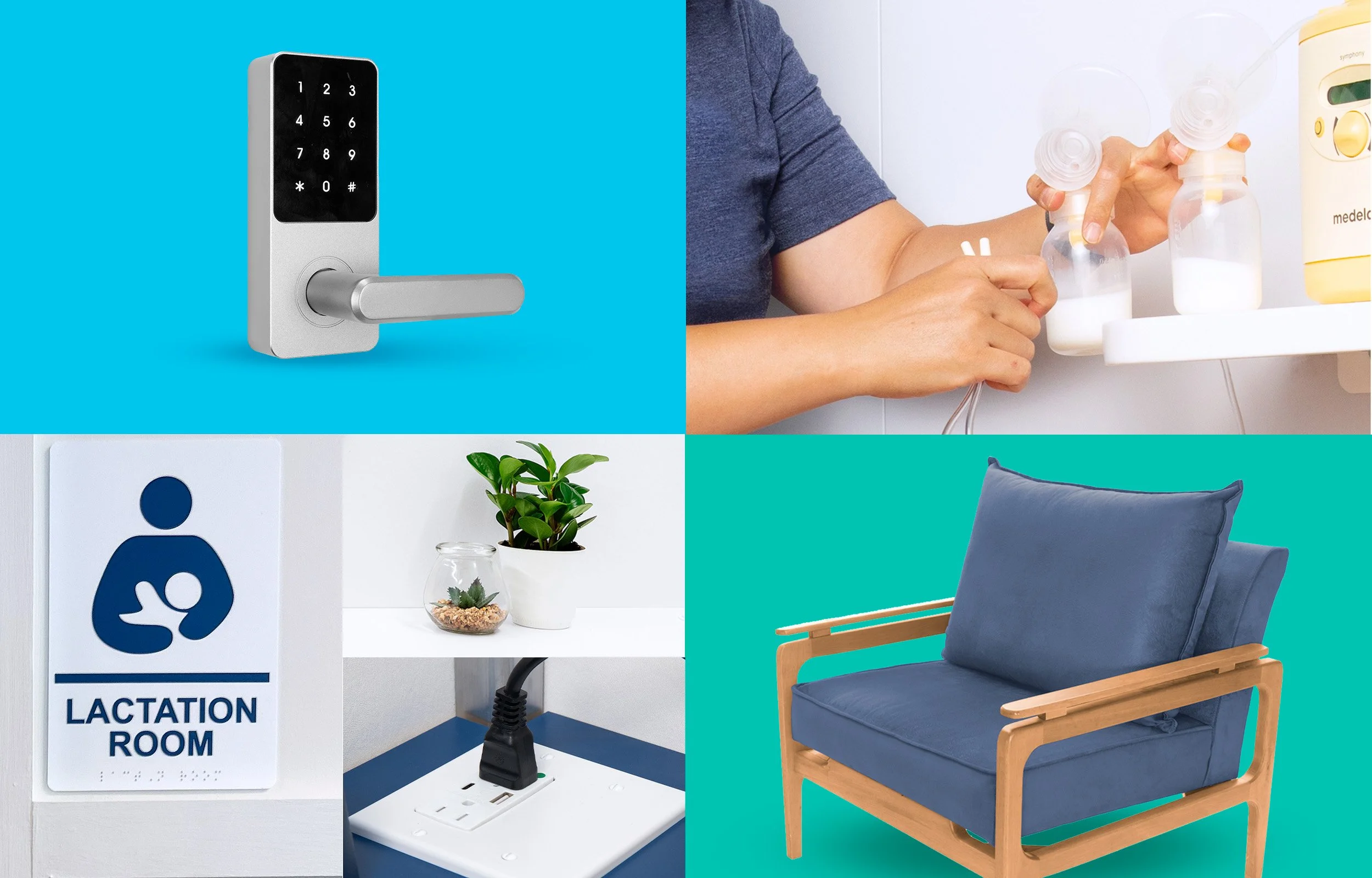 Collection of images of lactation room furnishings