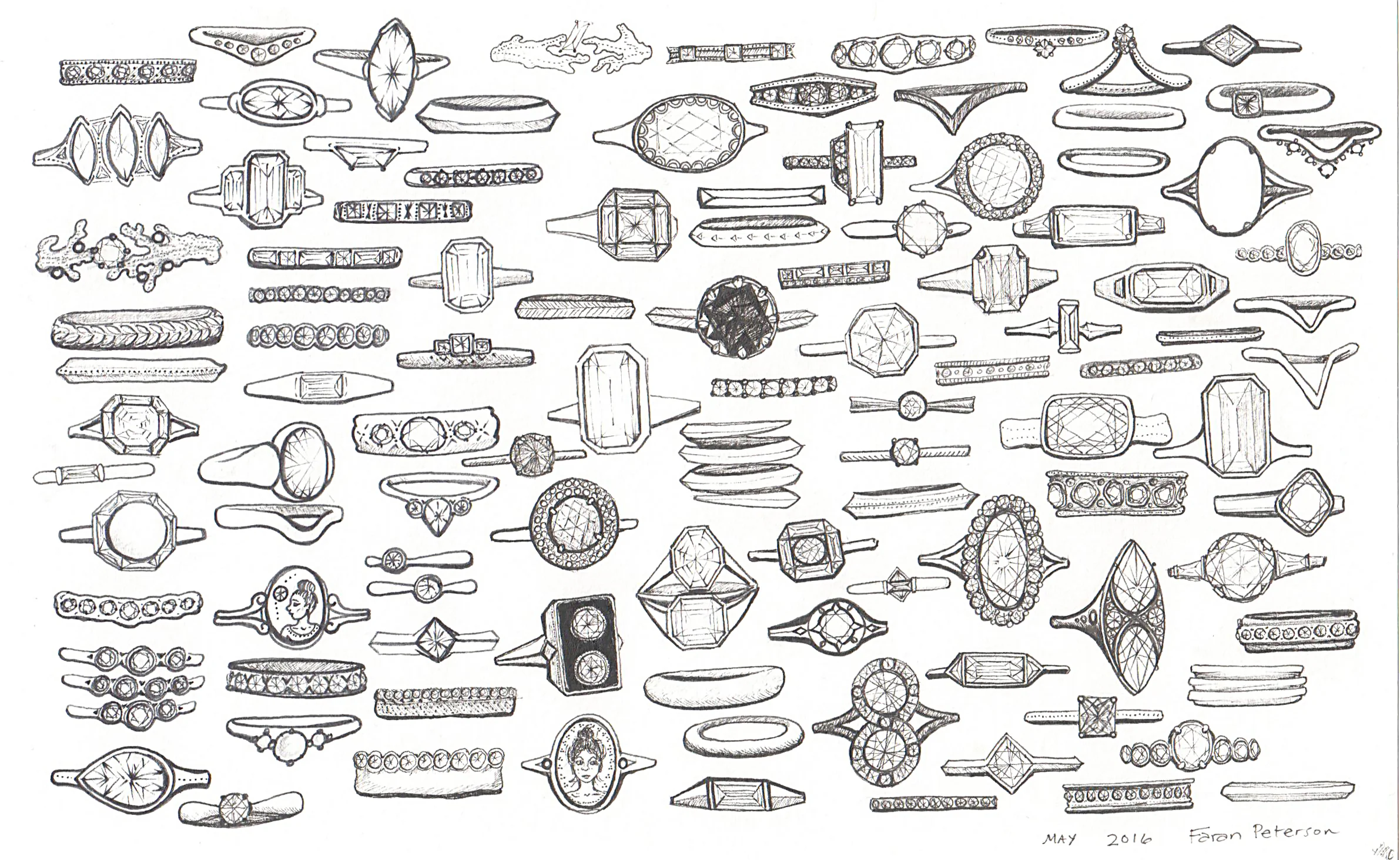  Graphite and ink on paper / 4.25 x 7” / 2016 