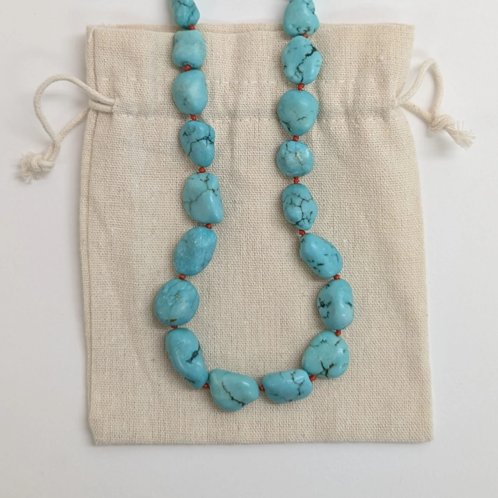 Chunky Turq Nugget Necklace coral thread2.jpg