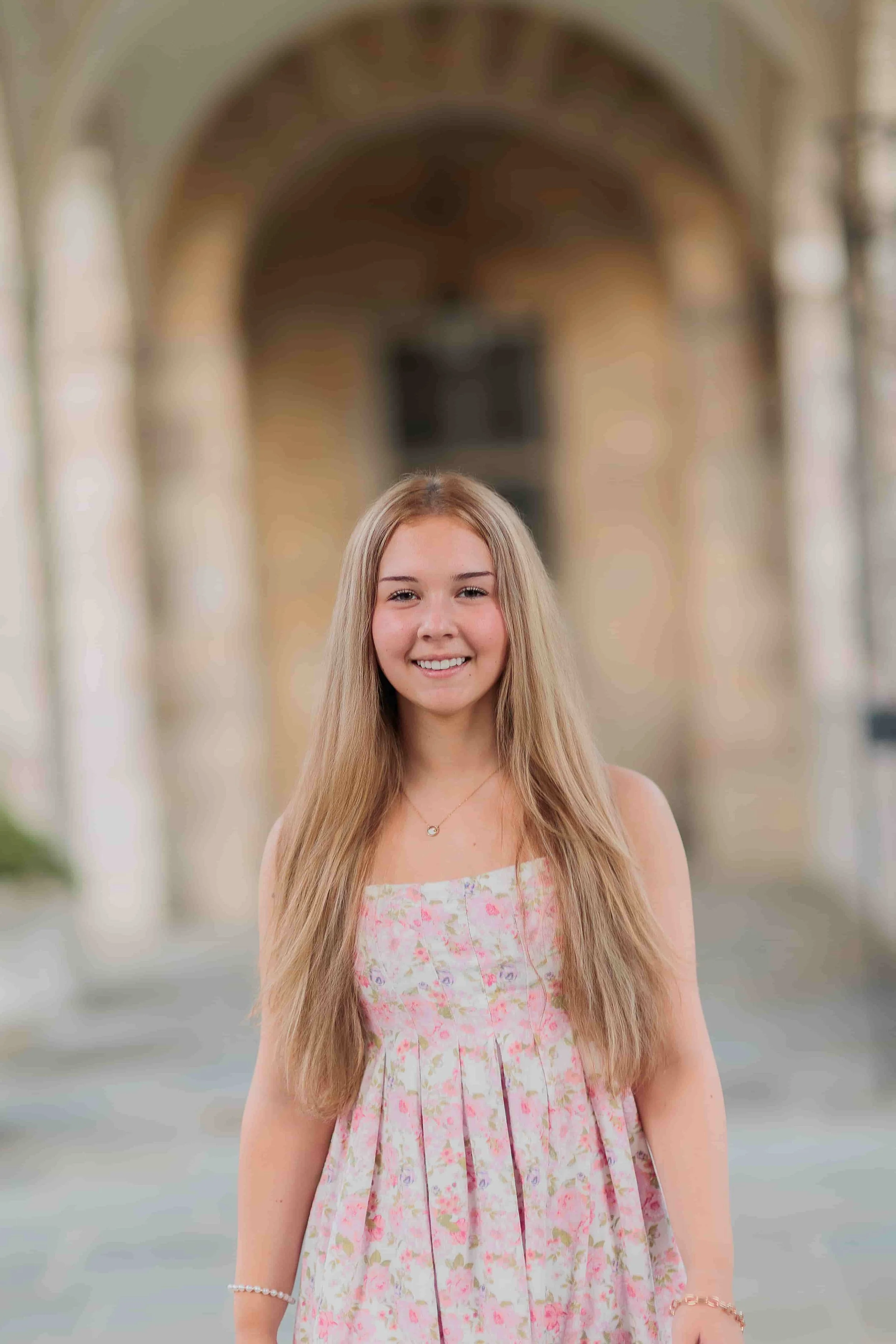 Female senior portrait at Shrine of St. Anthony