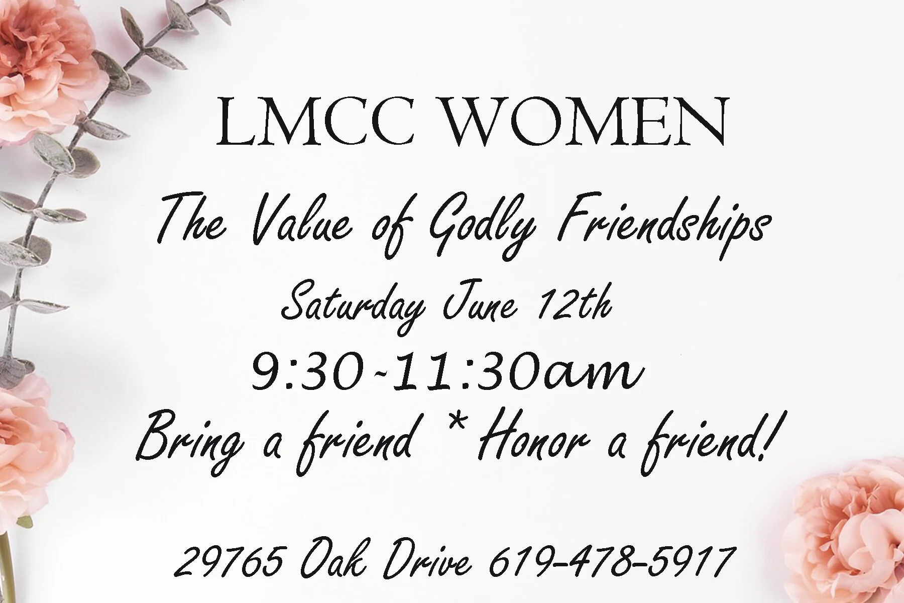LMCC WOMEN "THE VALUE OF FRIENDSHIPS 