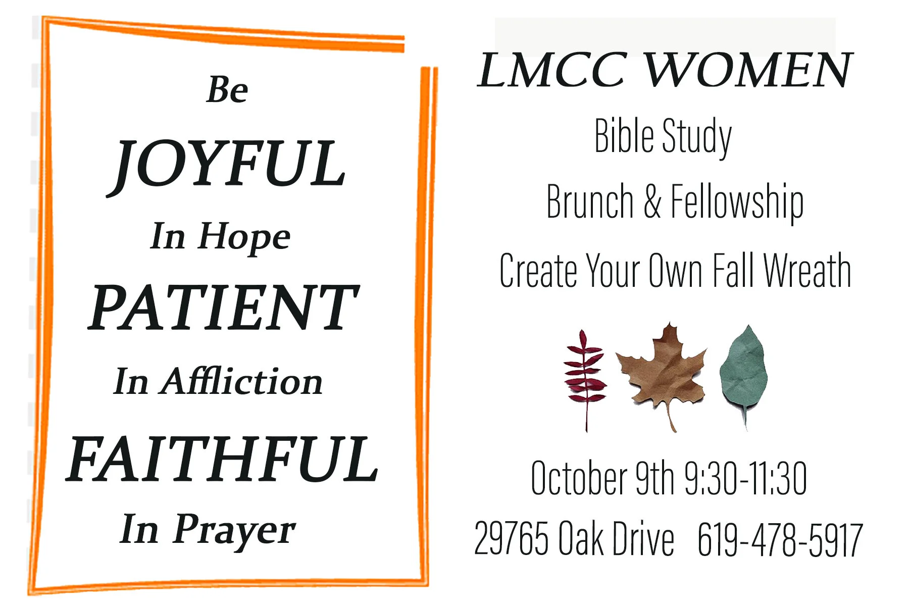 LMCC WOMEN'S EVENT OCTOBER