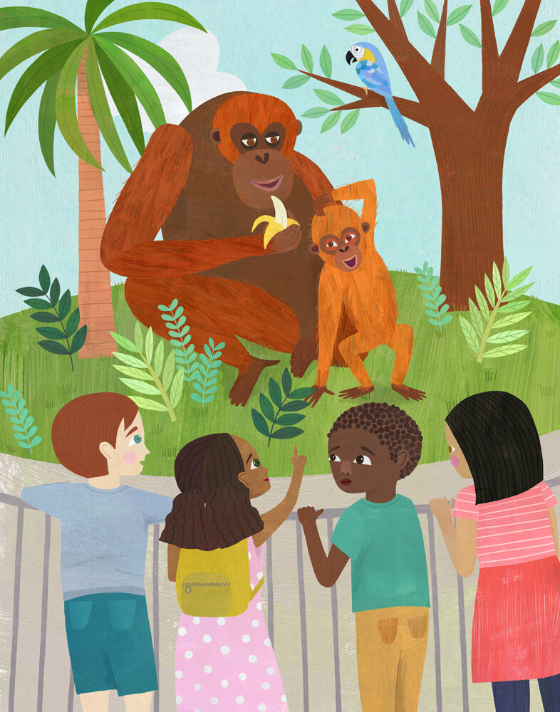 orangutan and kids