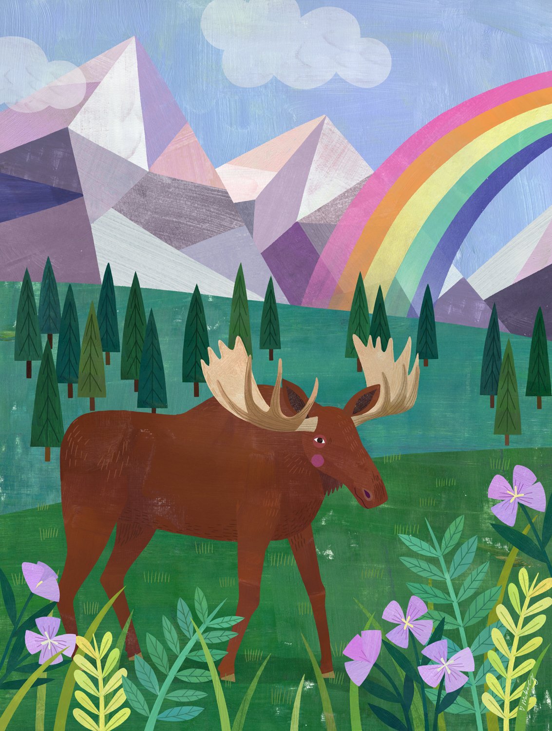 landscape with moose