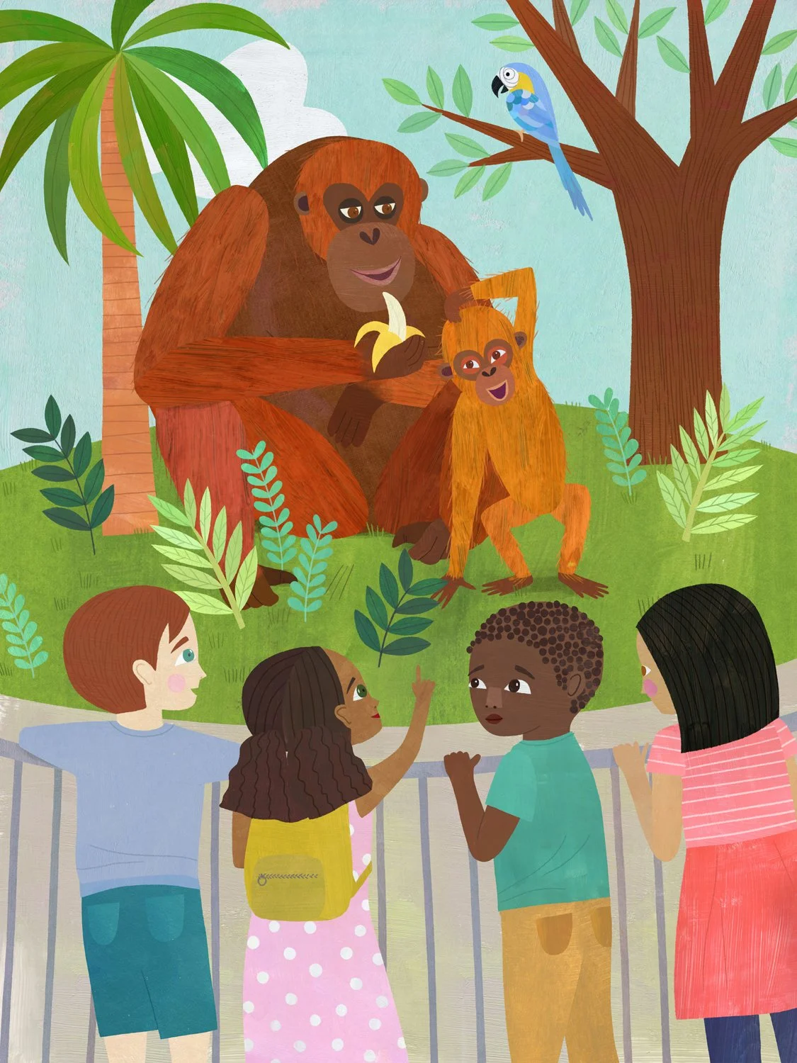 orangutan and kids
